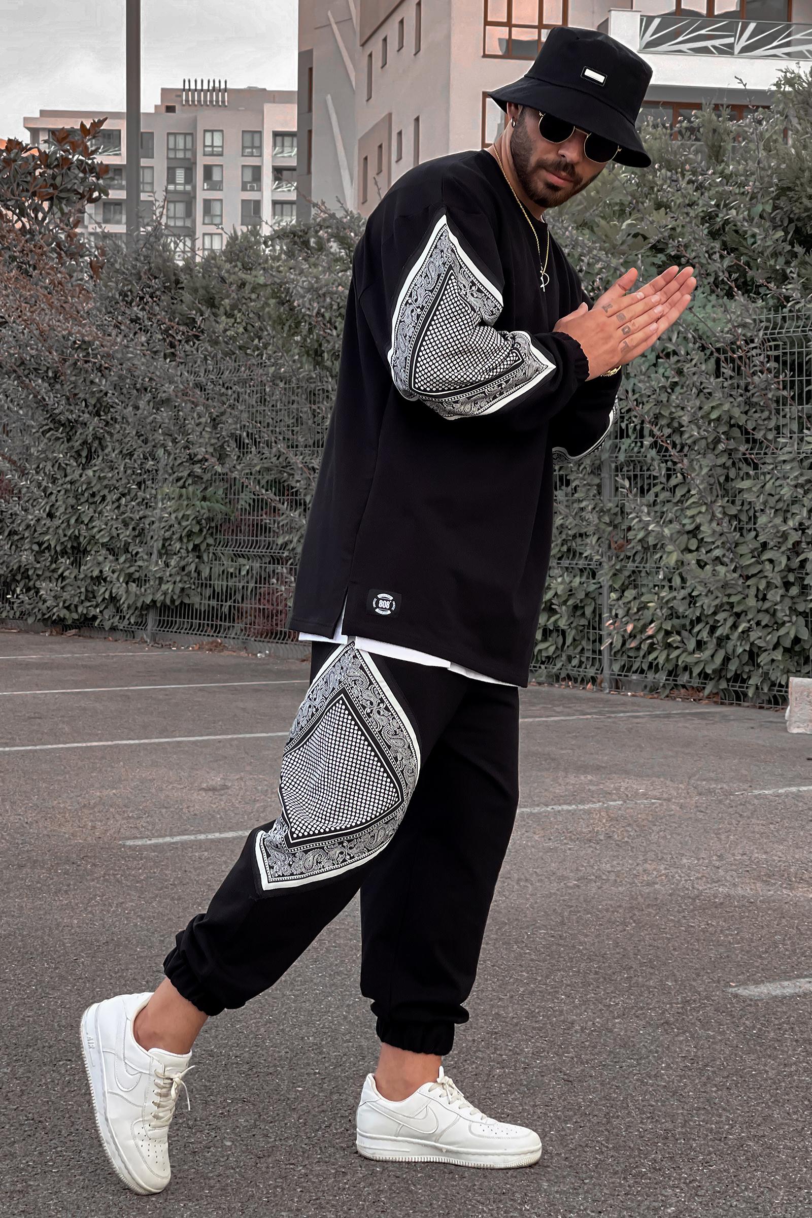 808 Pain Bandana Kontrast Oversize Sweatshirt