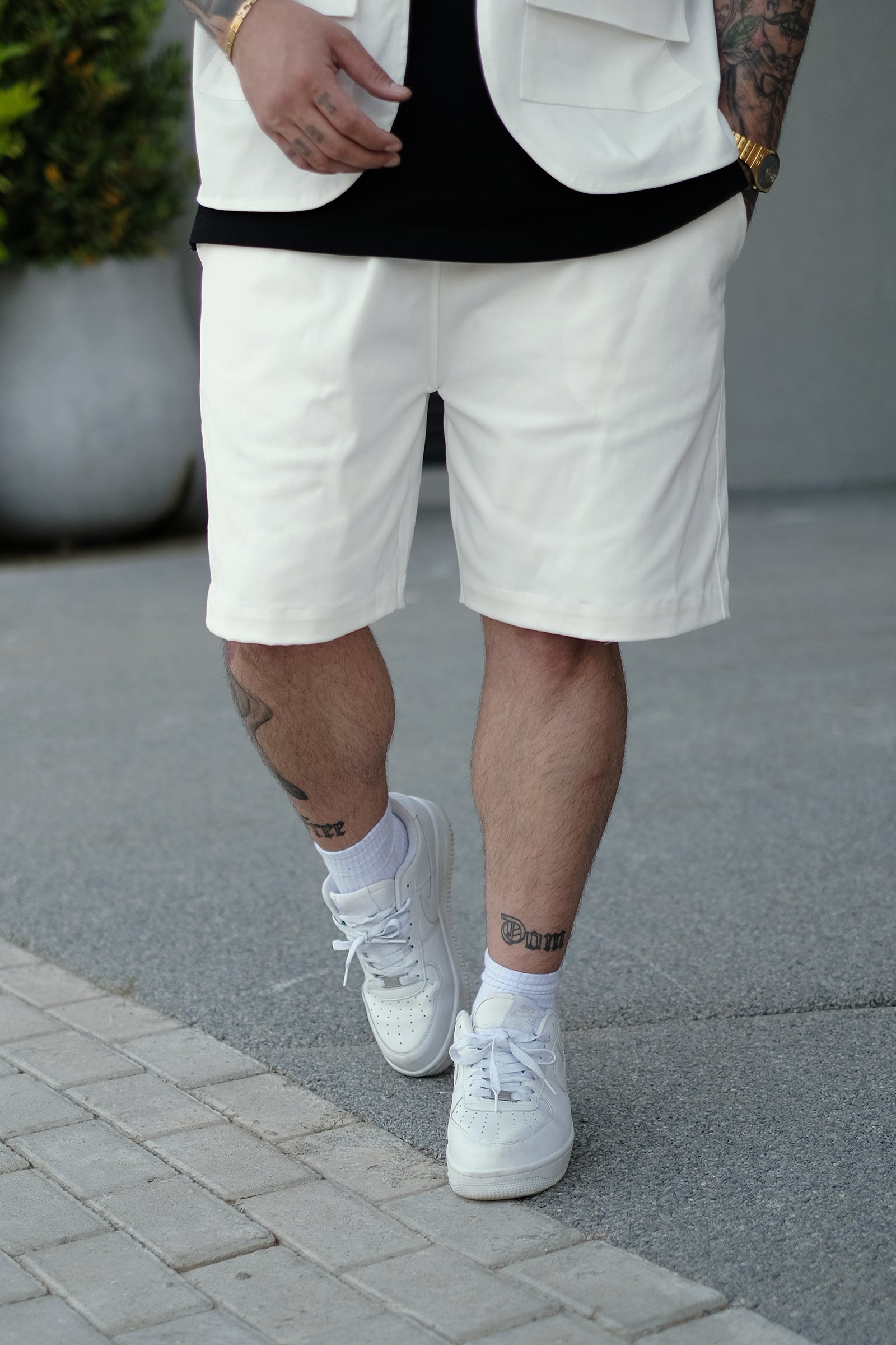 808 Oversize Basic Şort - Ekru