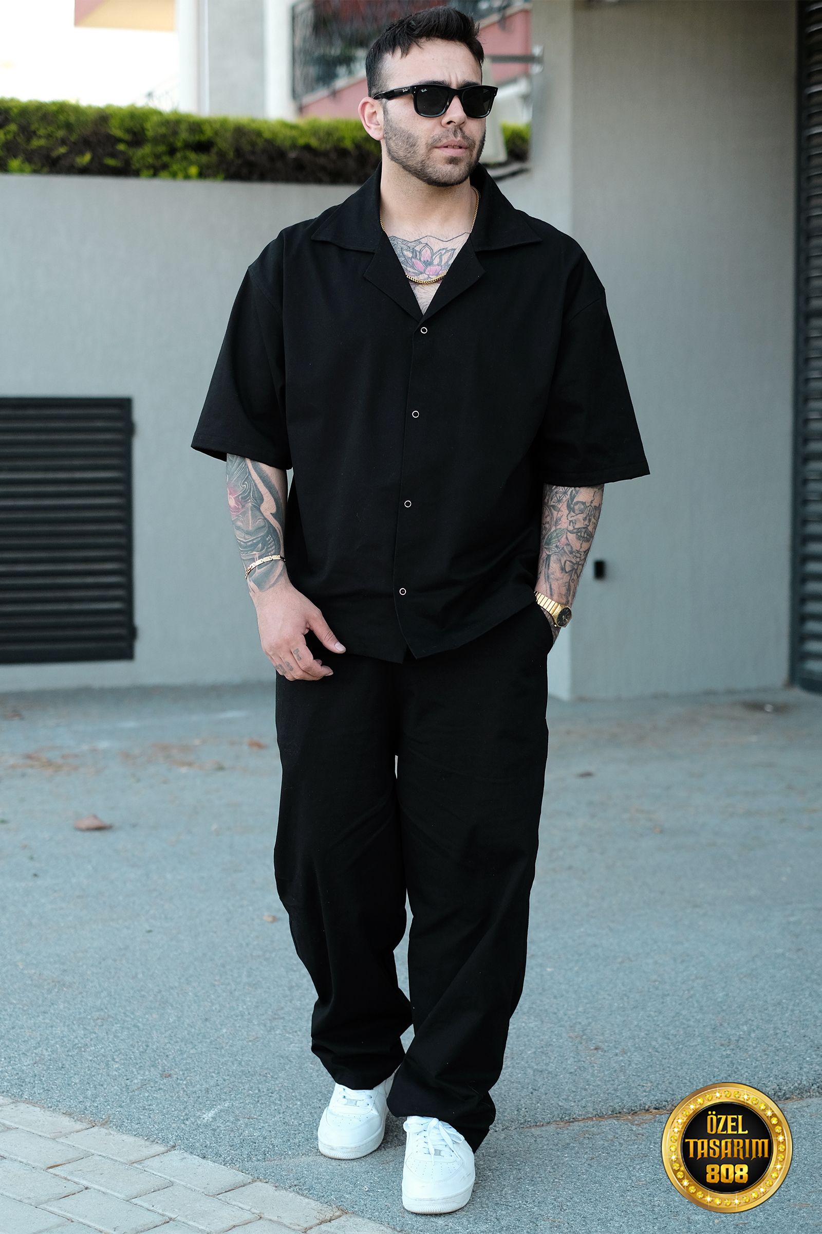 808 Oversize Basic Tok Takım (Gömlek + Jogger)