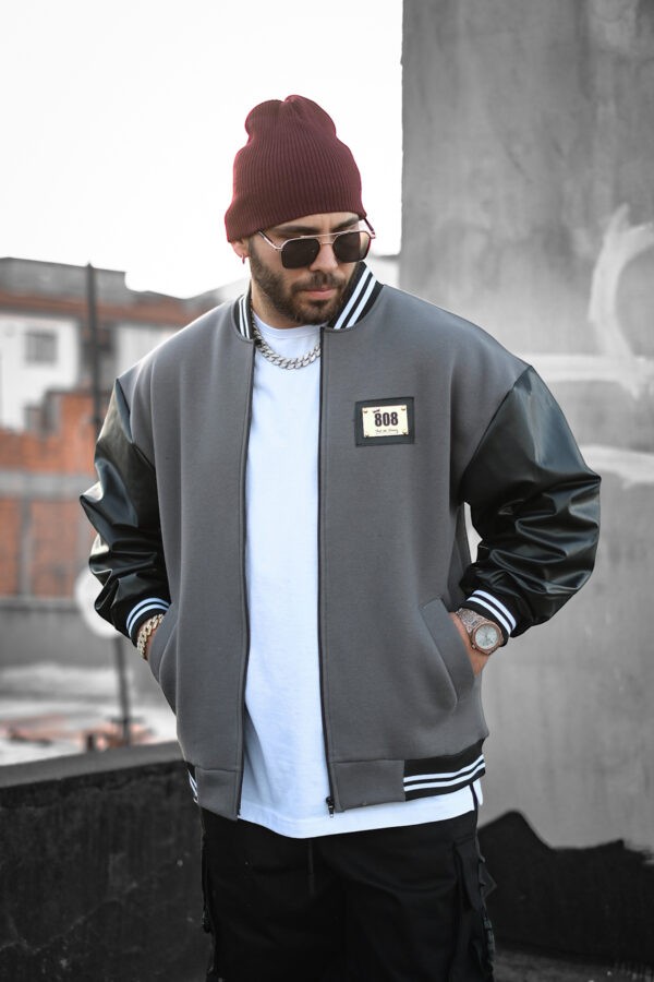 808 Suni Deri Kol Oversize Kolej Ceket
