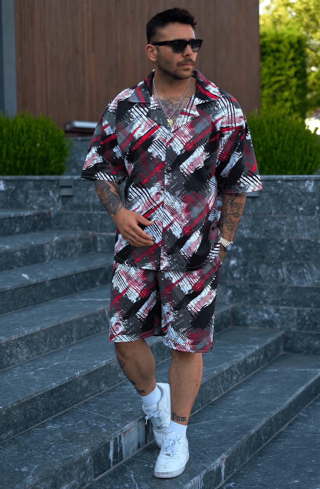 808 NextGen Desen V Yaka Tok Oversize Gömlek