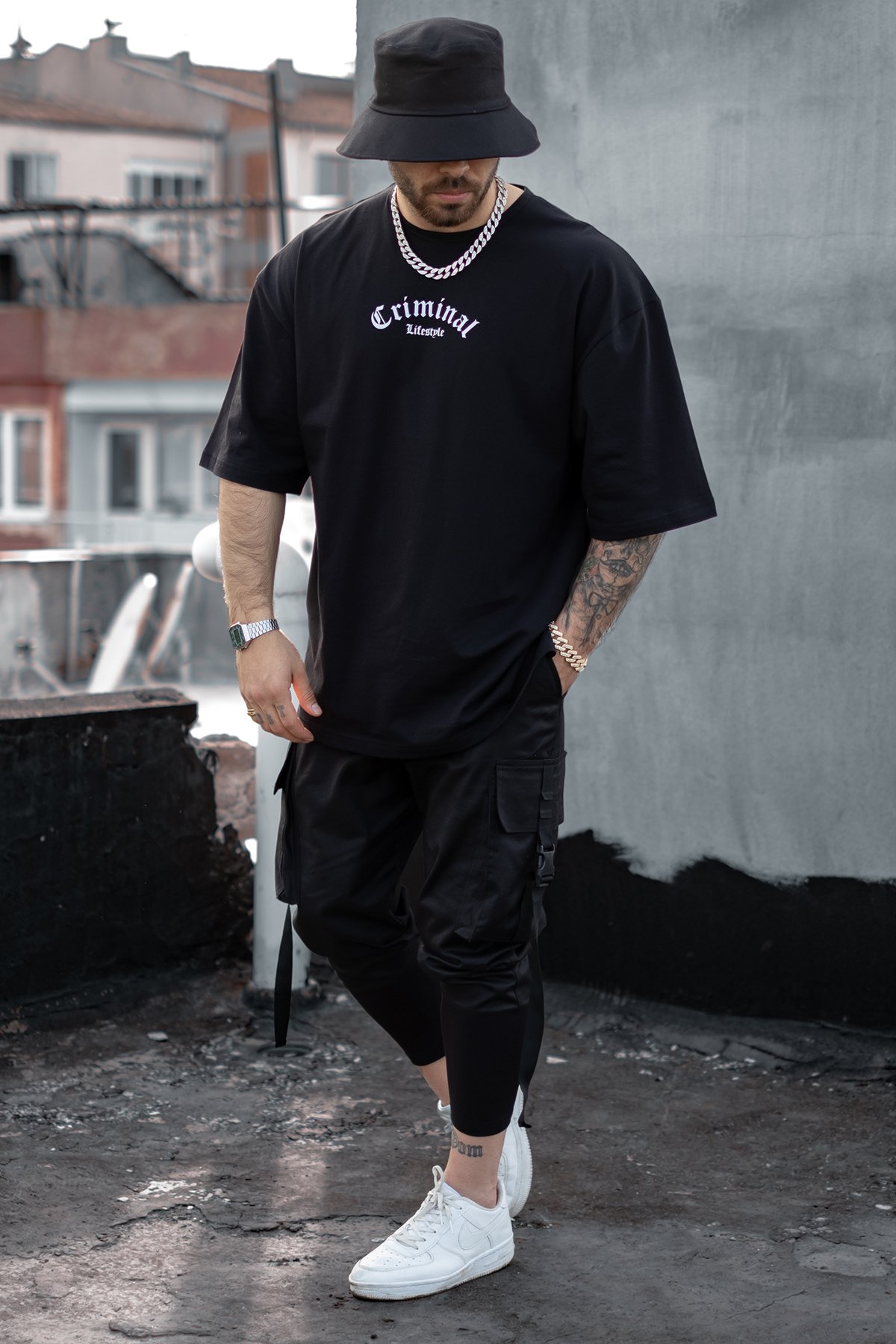 808 Criminal Baskılı Oversize Tişört
