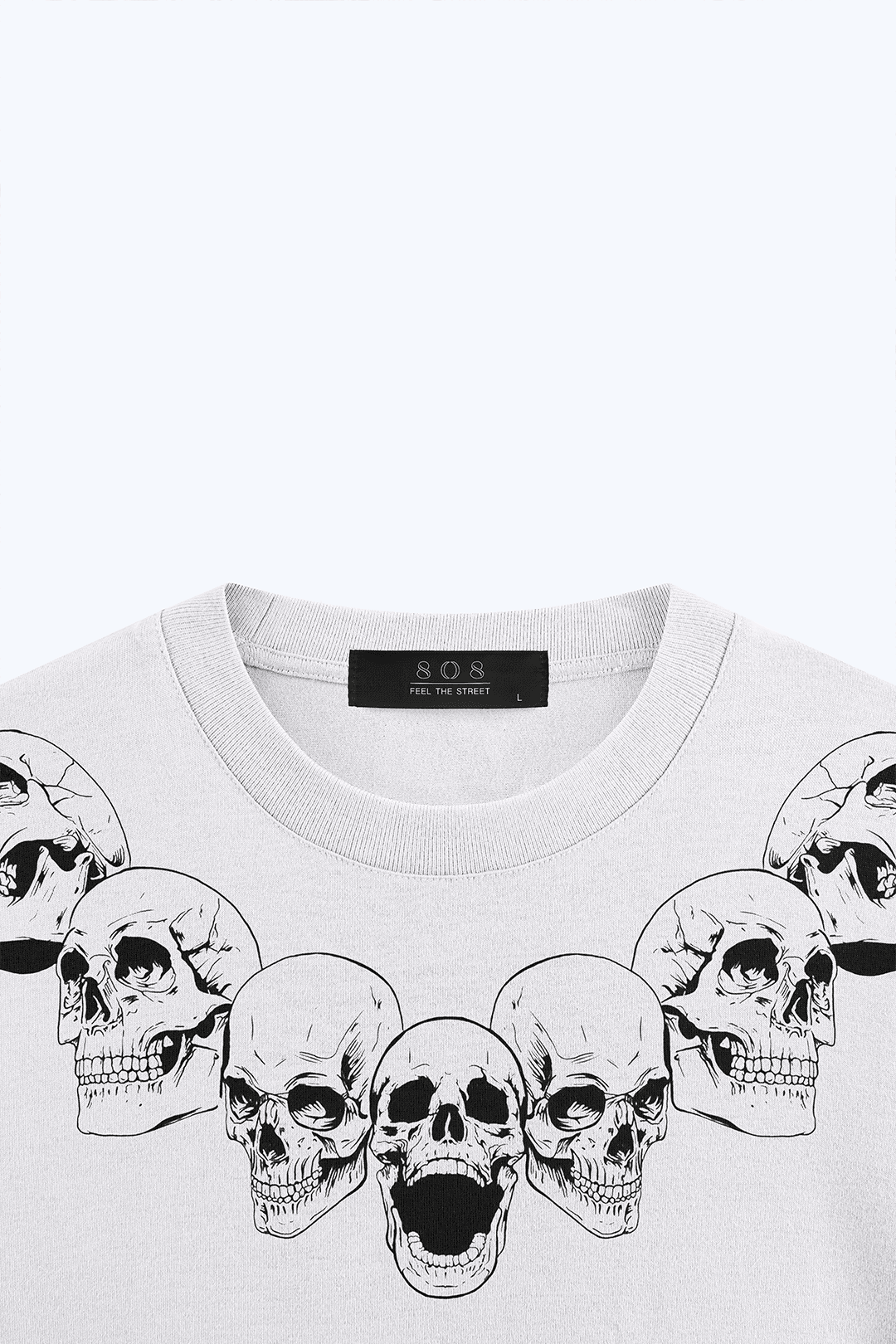 808 Fleshless Skull Baskılı Oversize Tişört - Beyaz