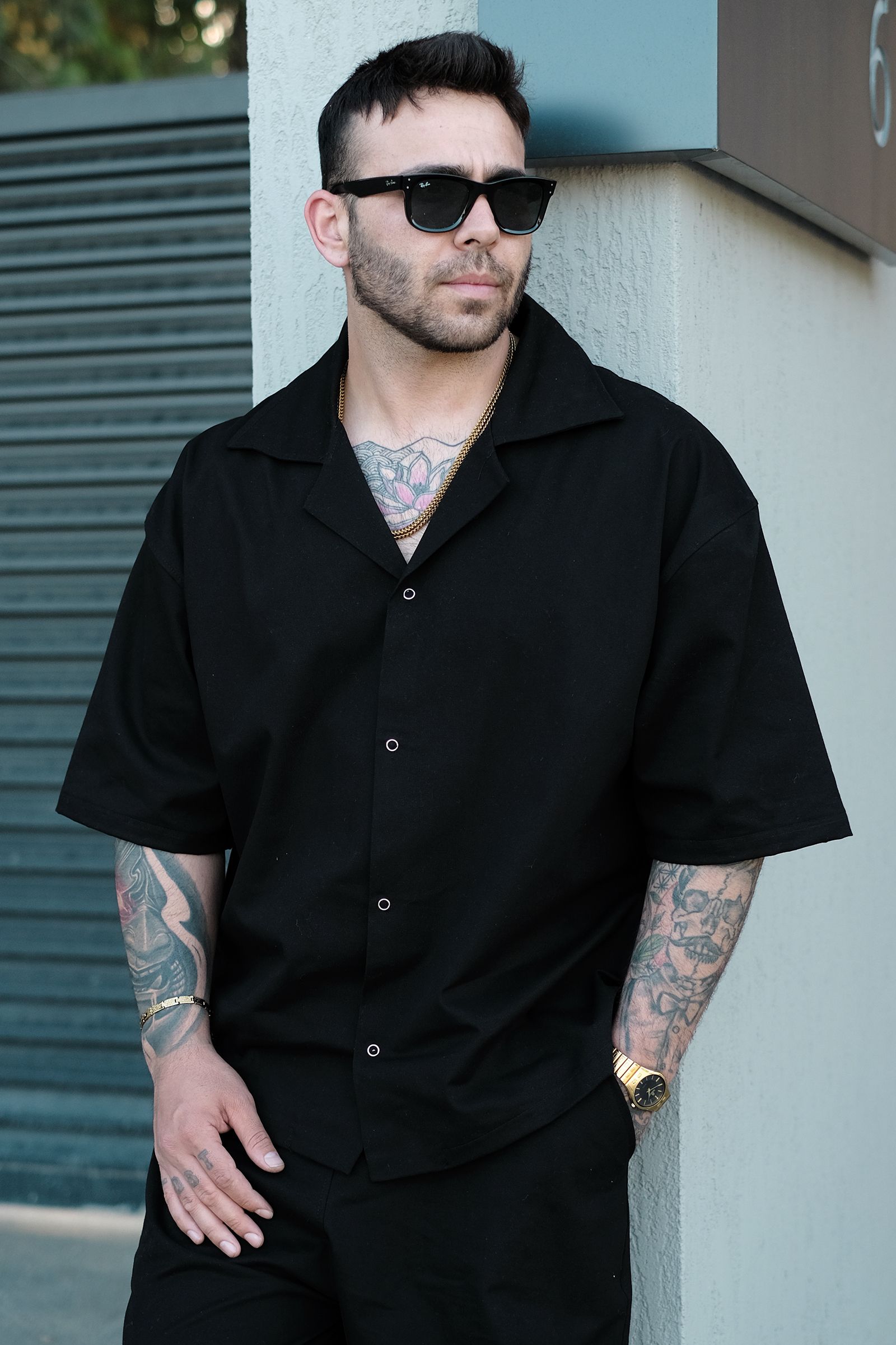 808 Oversize Basic Gömlek - Siyah