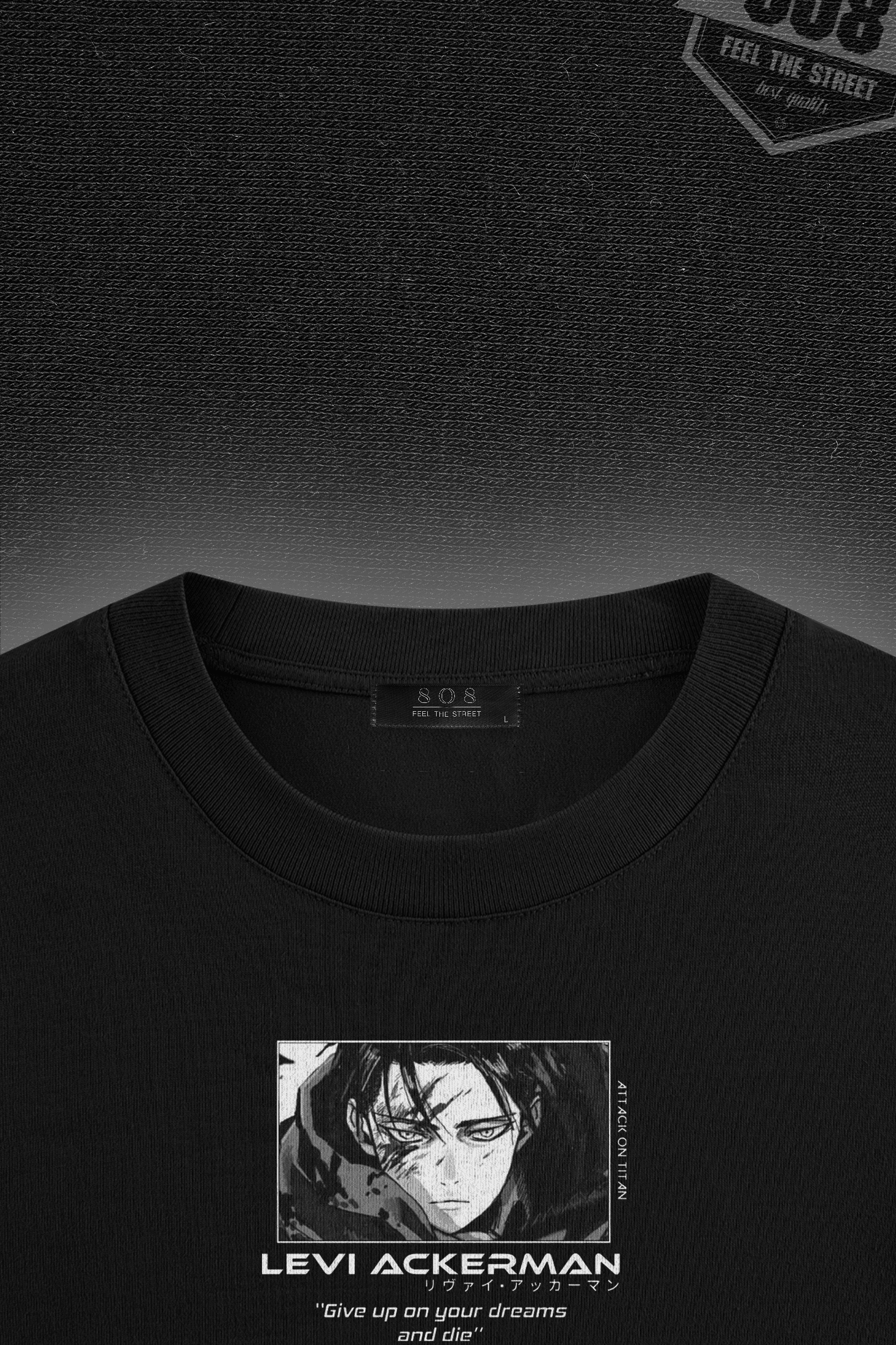 808 " Levi Ackerman " Baskılı Oversize Tişört