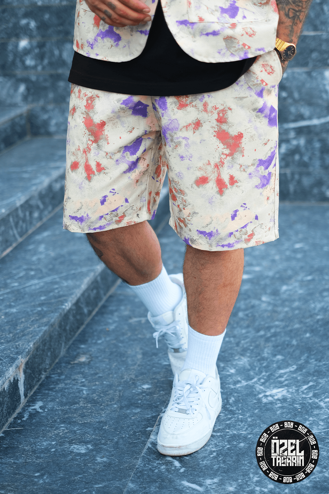 808 Art Chaos Desen Oversize Şort
