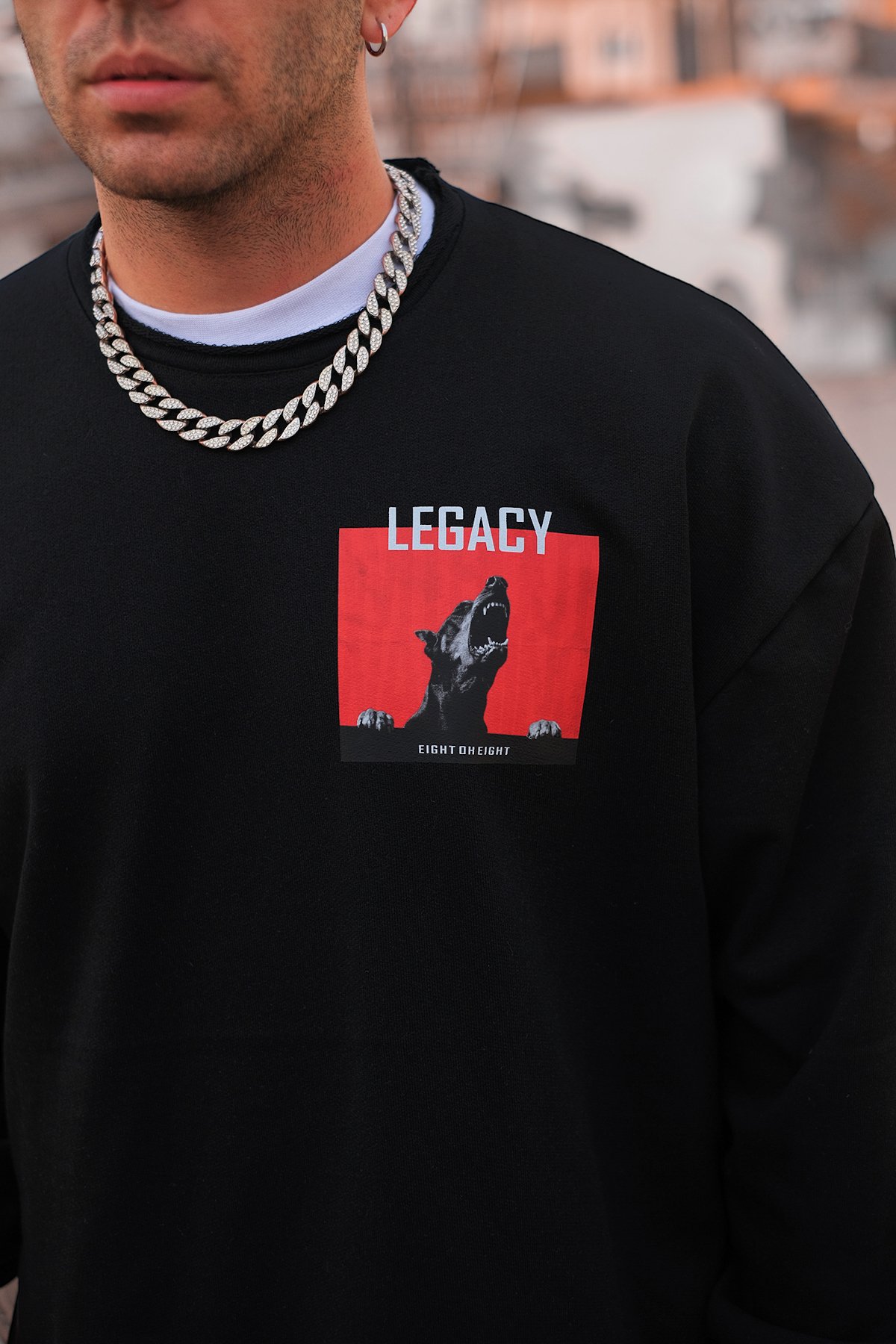 808 Legacy Göğüs Baskılı Oversize Sweatshirt