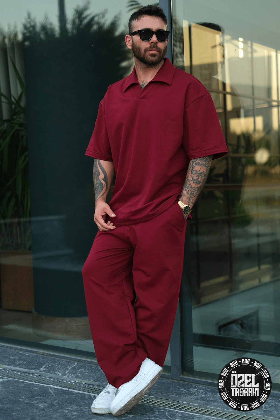 808  Desen Oversize Takım (Yakalı Tişört + jogger )