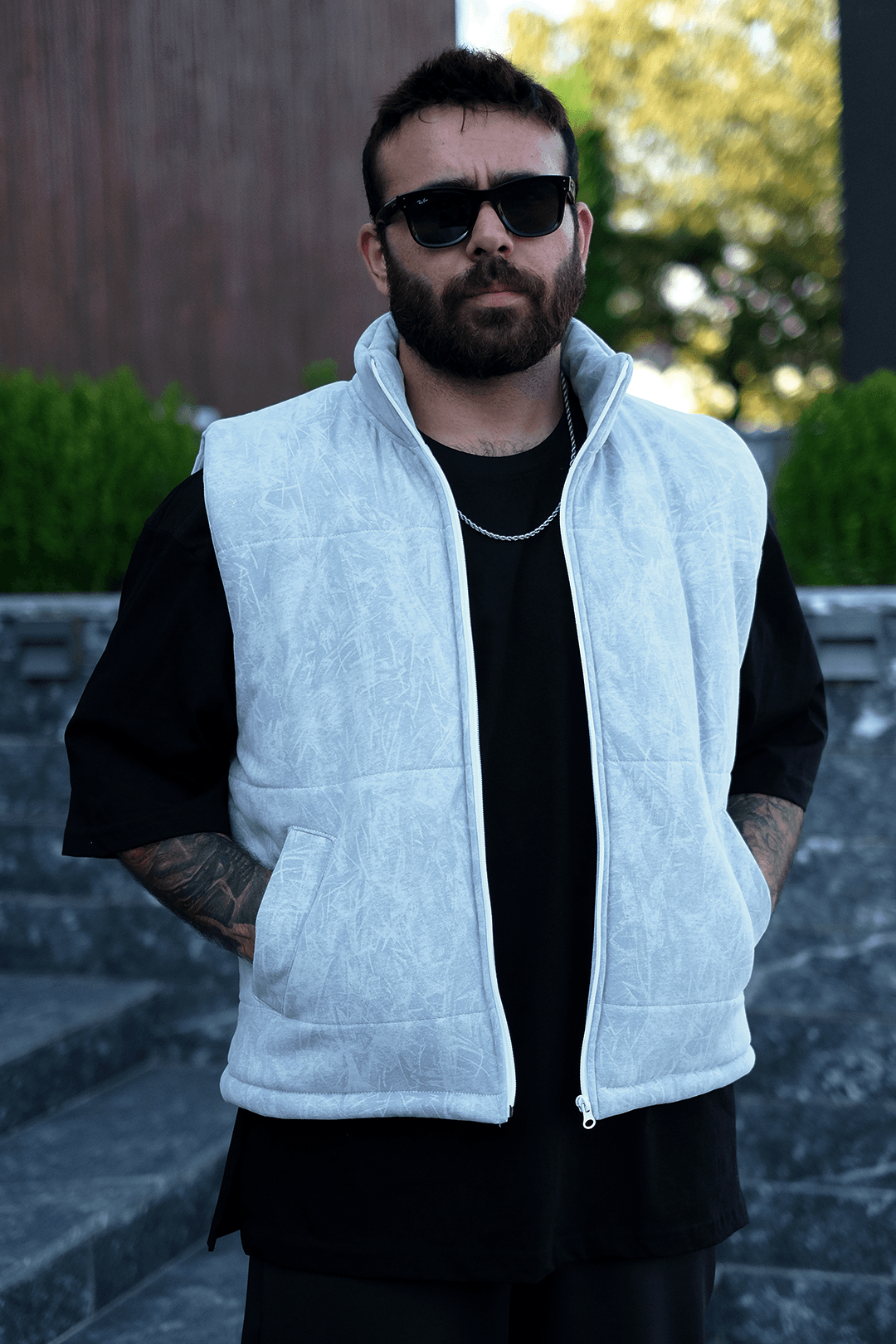 808 Frost Desen Dolgulu Dik Yaka Yelek