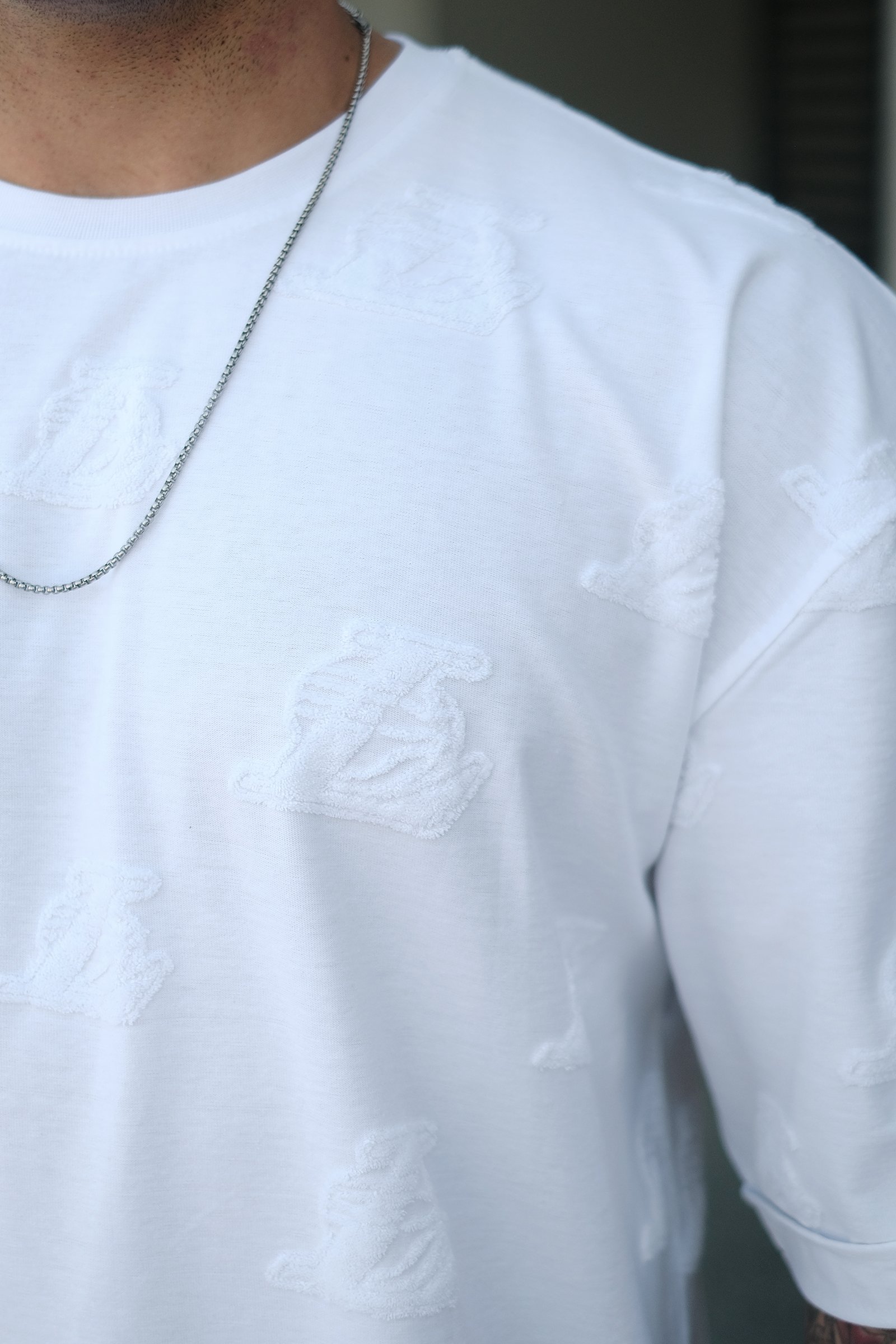 808 Kabartma Logo Dokulu Özel Tasarım Oversize Tişört