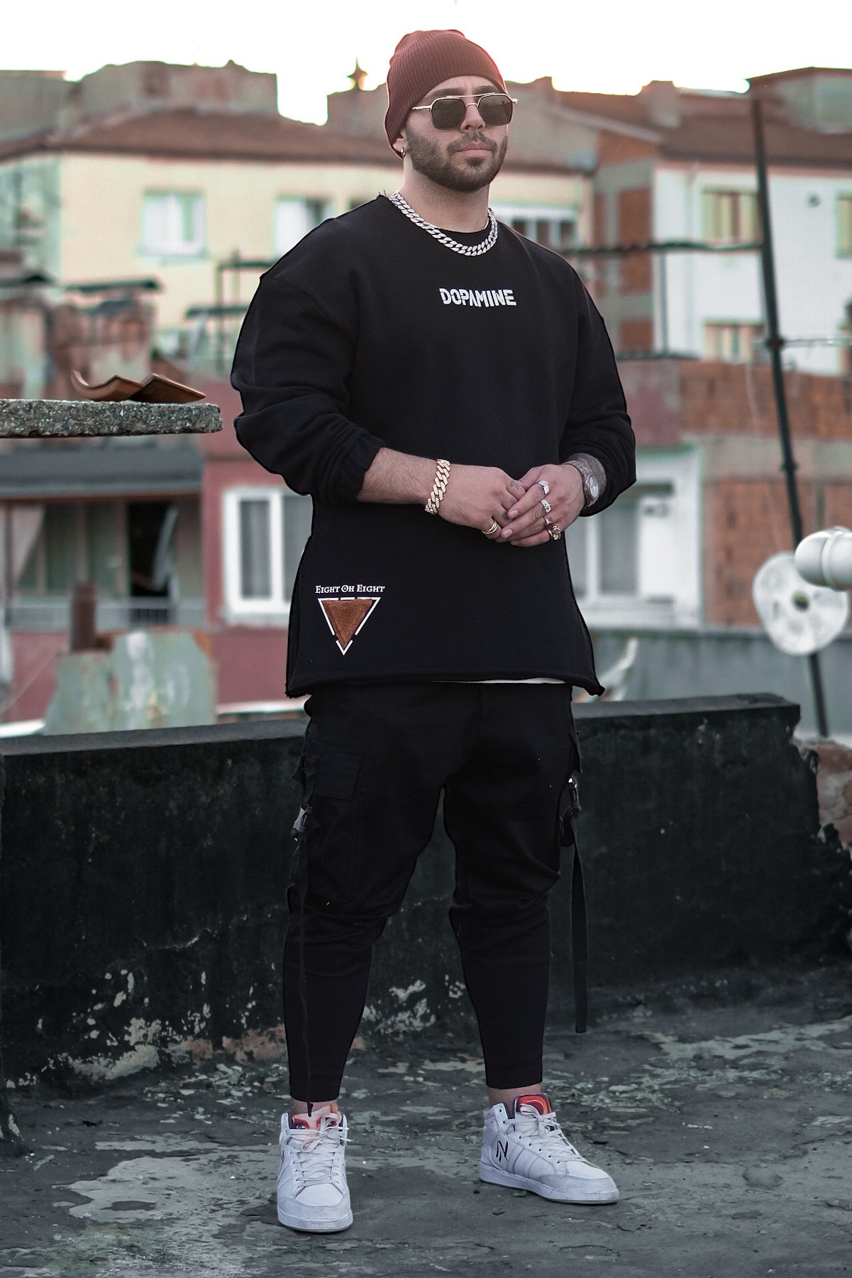 808 “Dopamine” Peluş Detay Fermuar Yırtmaçlı Oversıze Sweatshırt