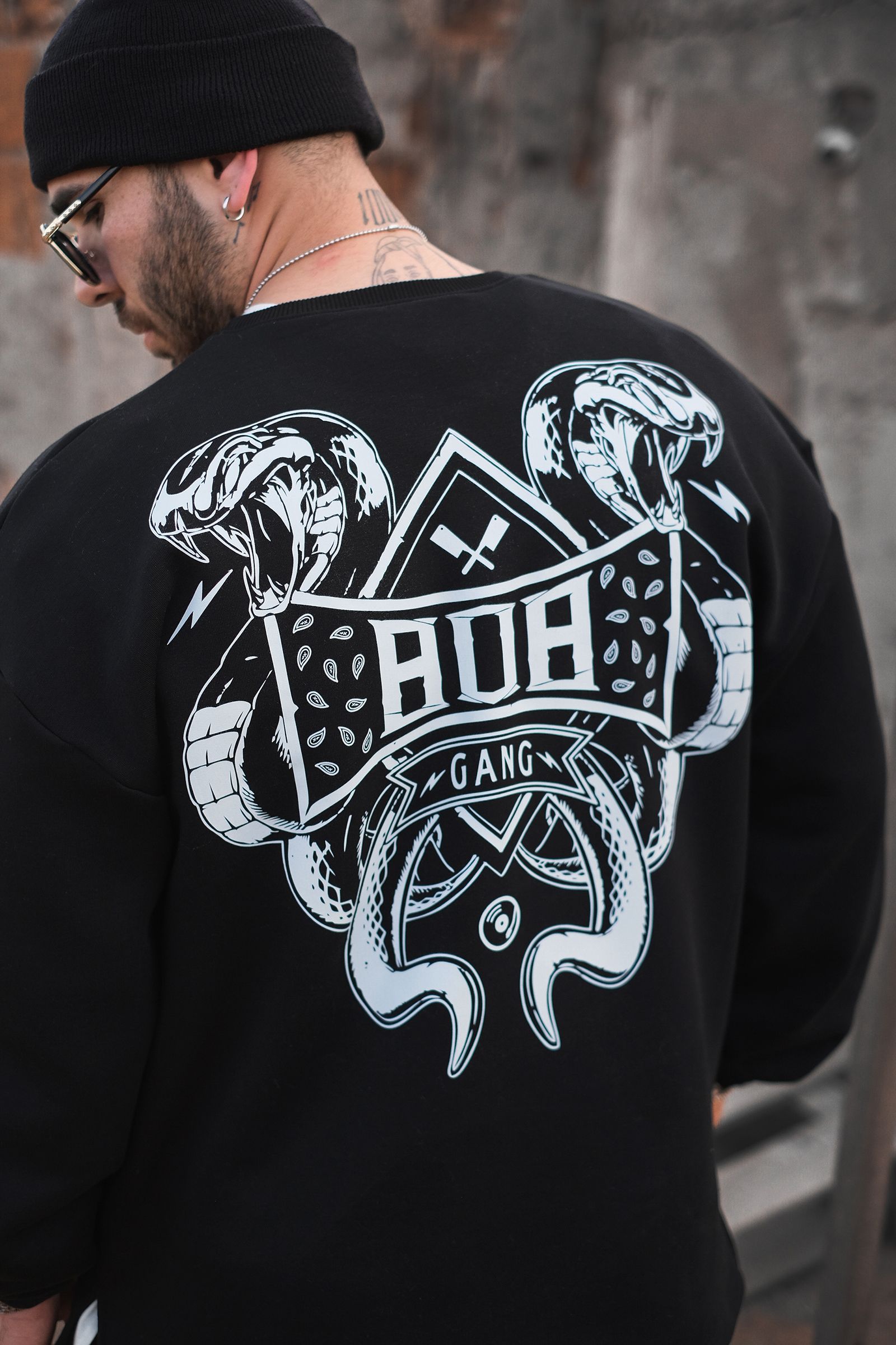 808 Gang Baskılı Oversize Sweatshirt