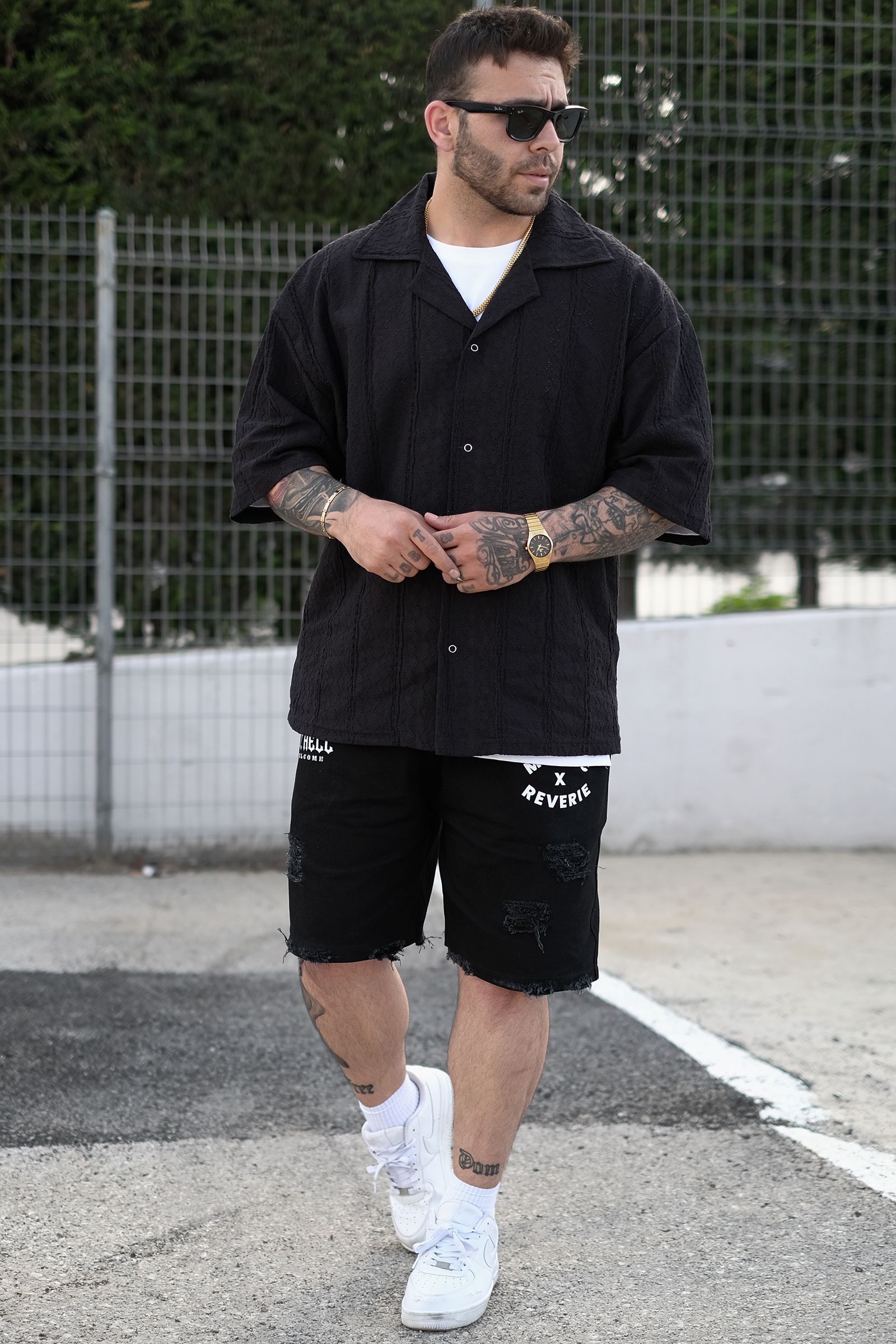 808 Oversize Jakarlı Fisto Dokulu Gömlek