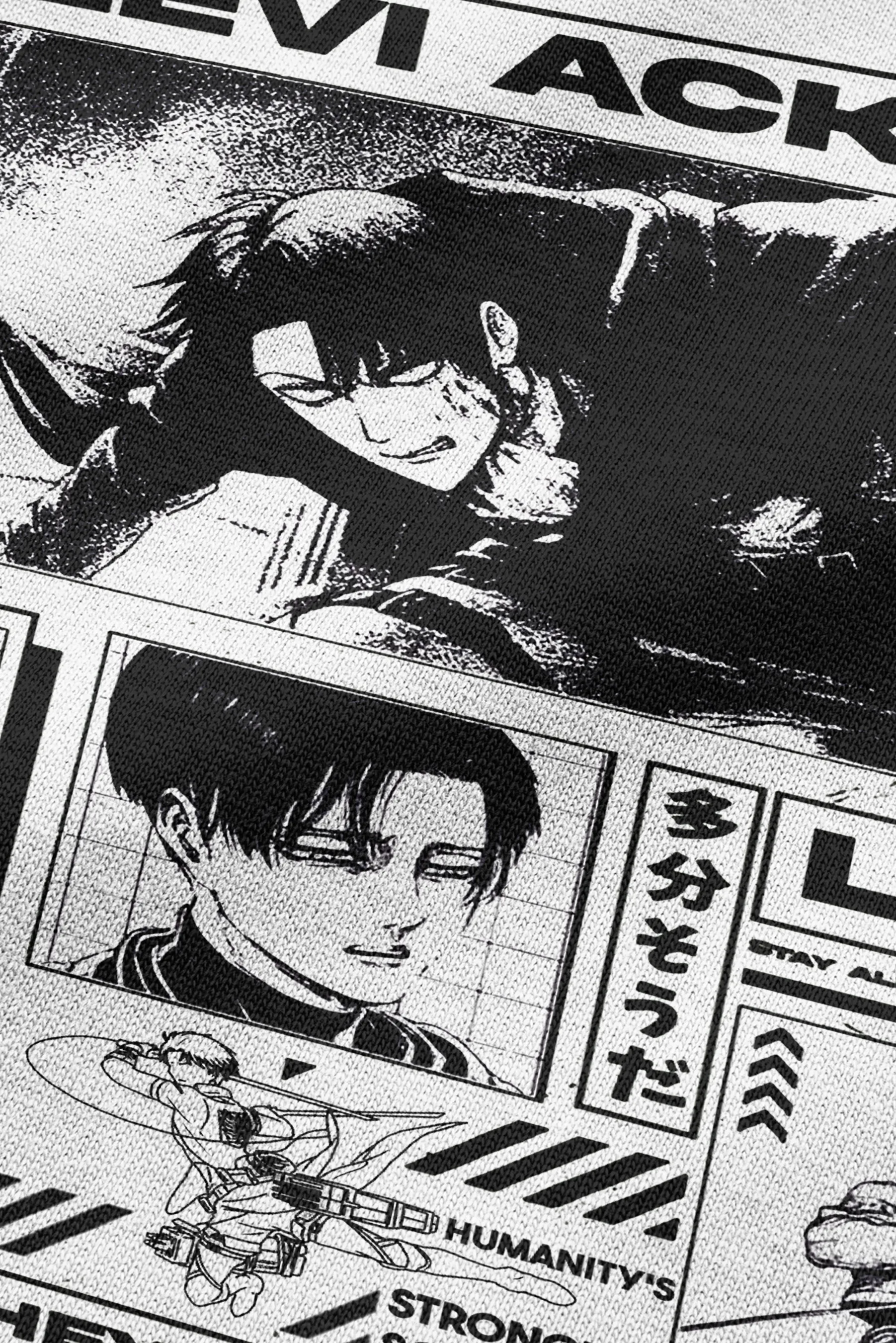 808 " Levi Ackerman " Baskılı Oversize Tişört