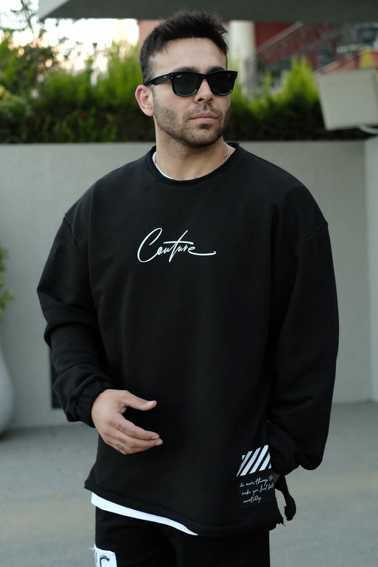 808 "Couture" Fermuar Yırtmaç Oversize Sweatshirt