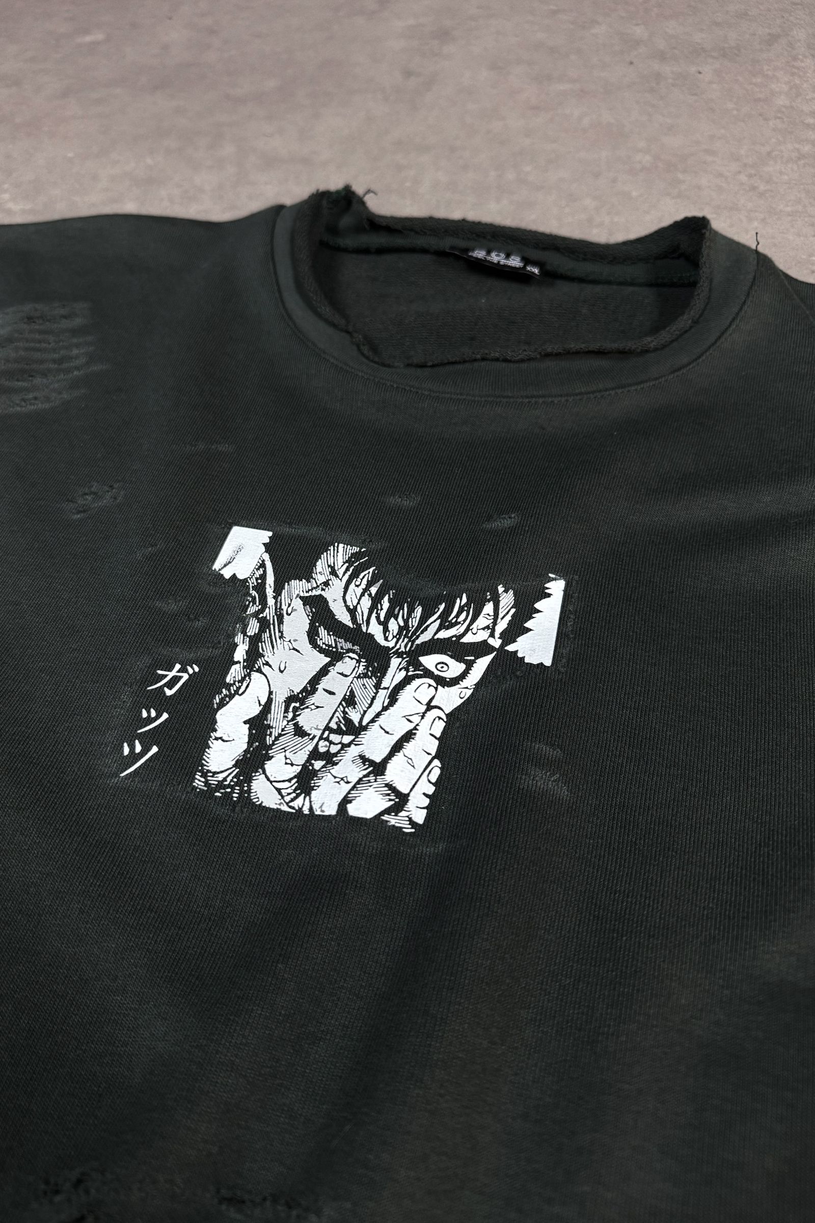 808 Berserk Baskılı Yırtık Patch Detay Kalın Tişört