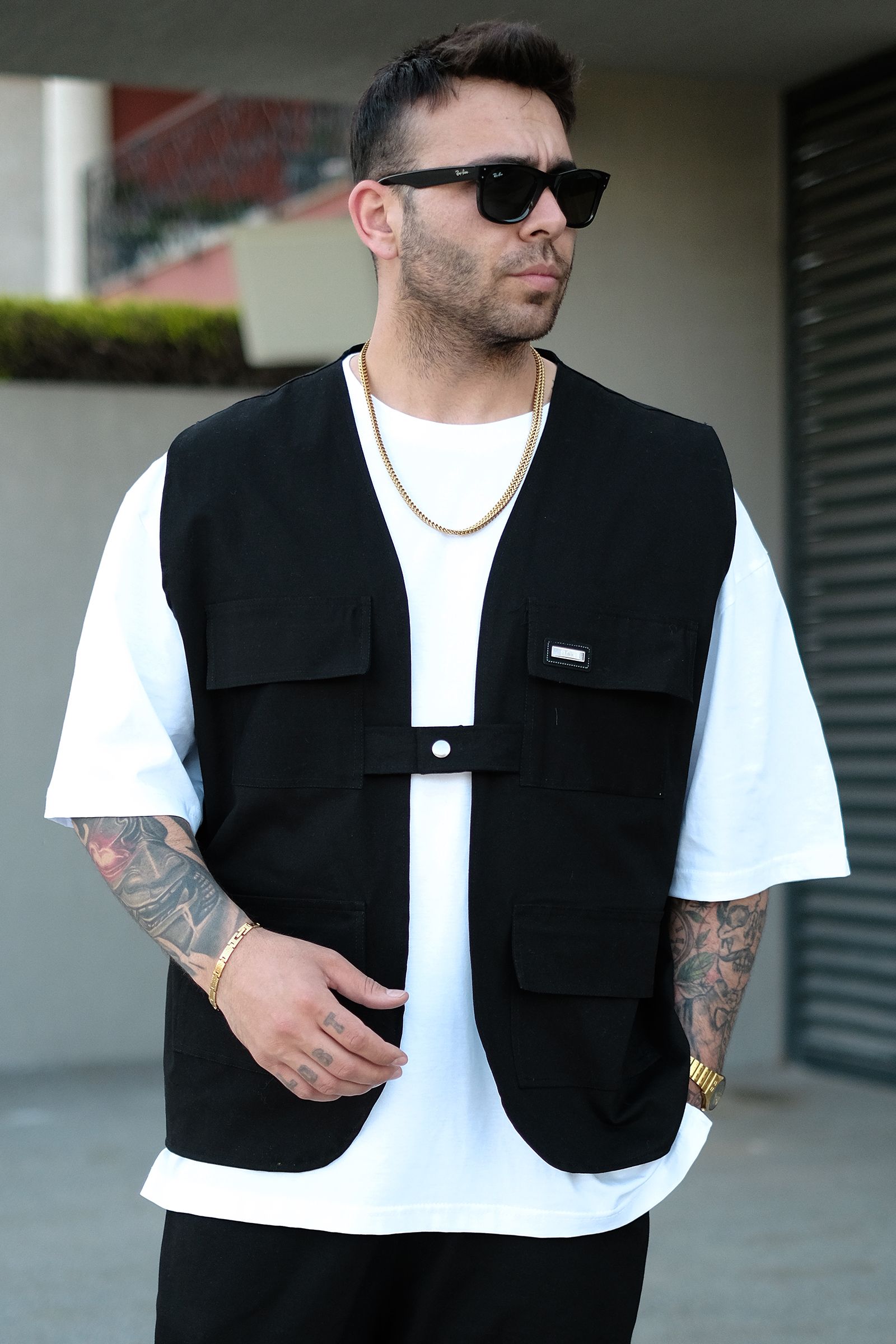 808 Oversize Tek Düğme Cepli Yelek