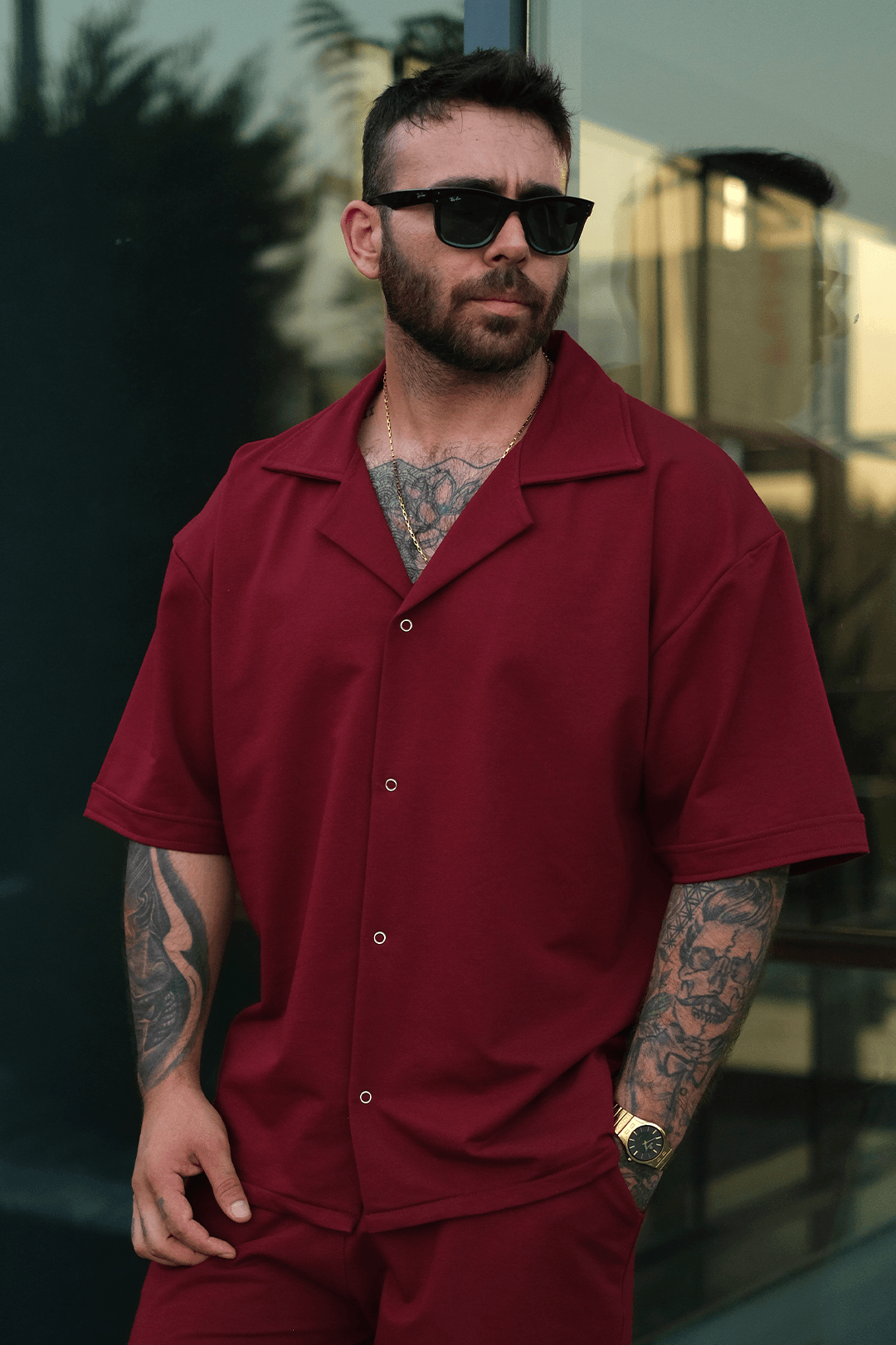 808 Basic V Yaka Oversize Tok Gömlek
