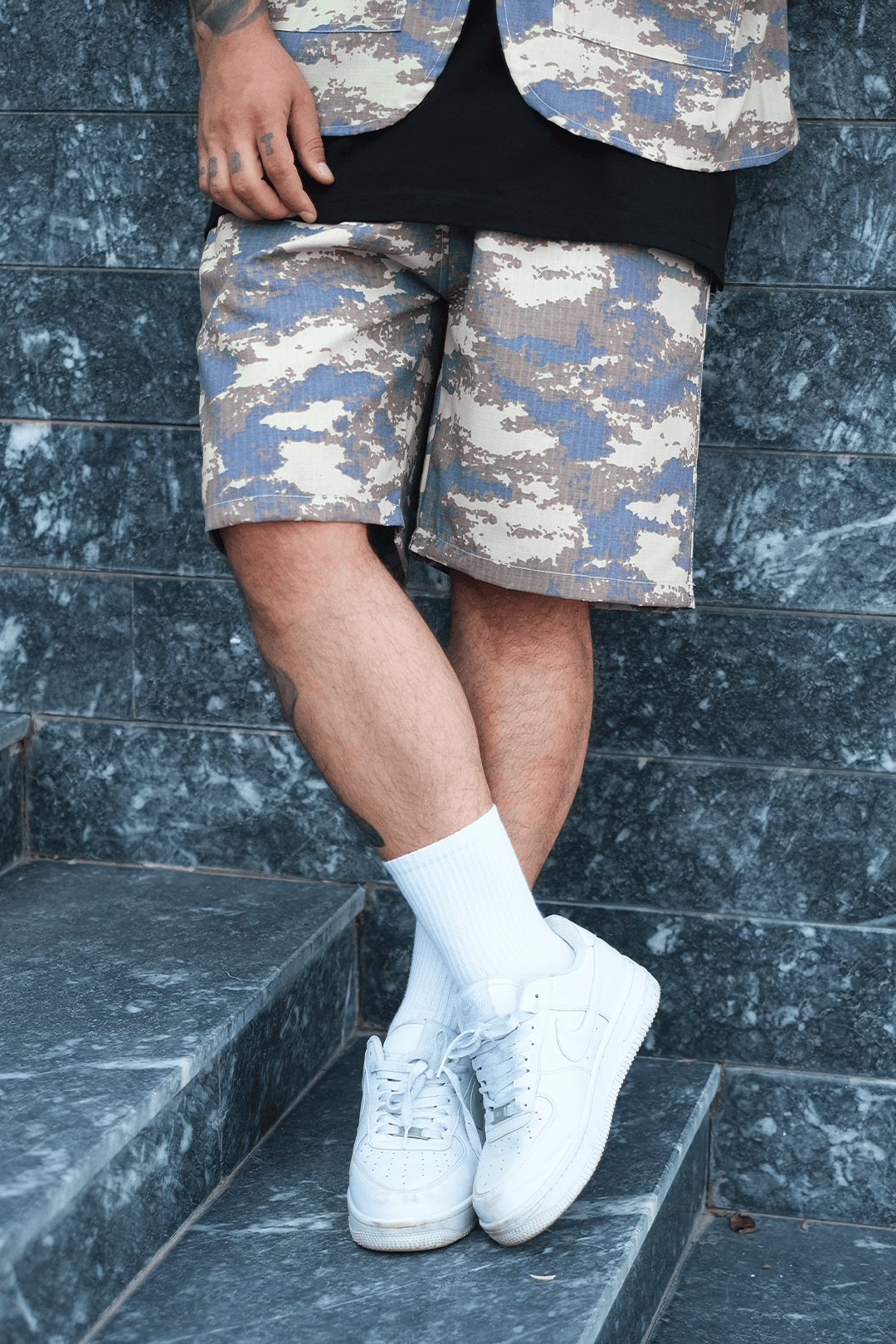 808  Dijital Kum Desen Oversize Takım ( Yelek + Şort )