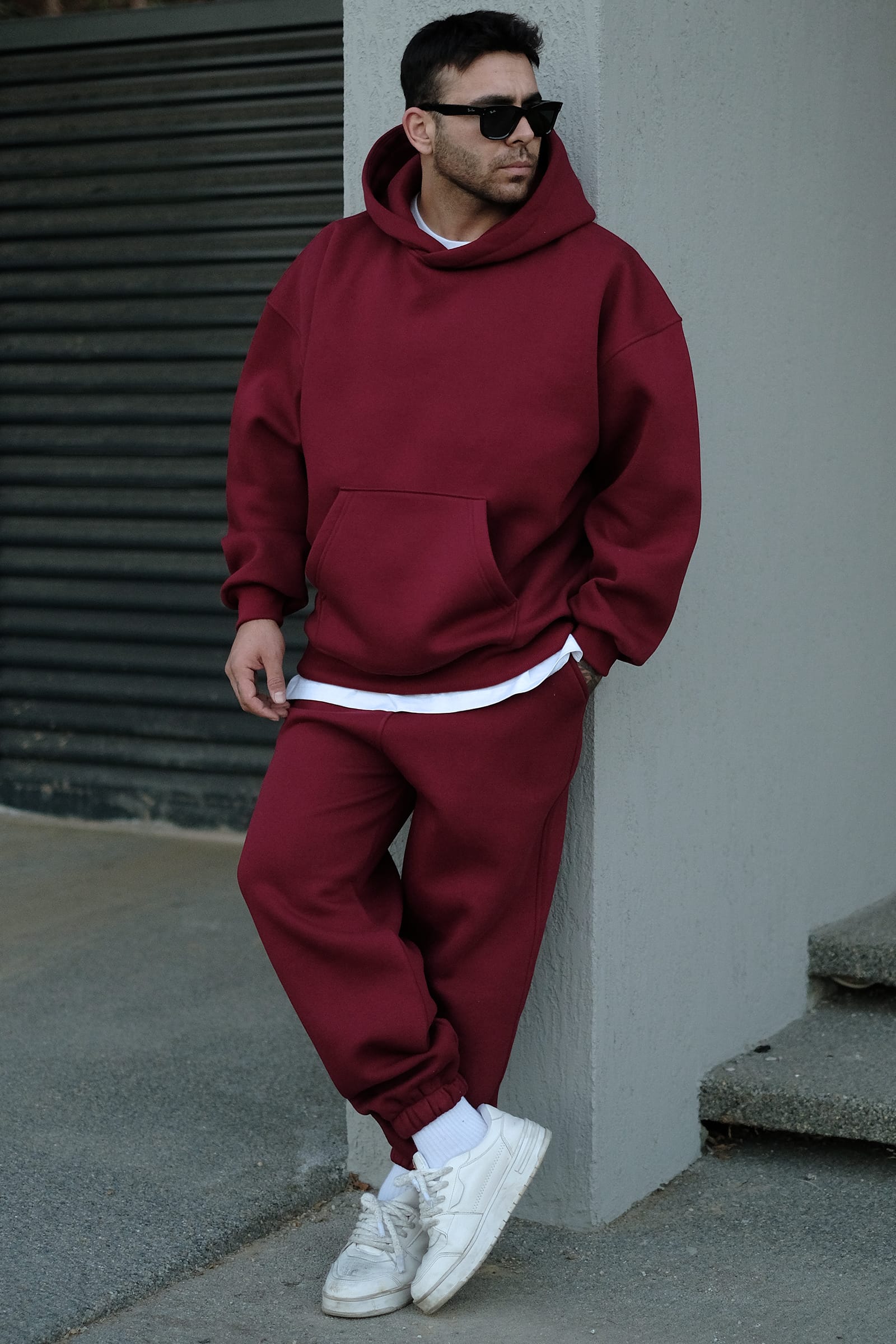808 Basic Özel Tasarım Extra Oversize Hoodie - Bordo