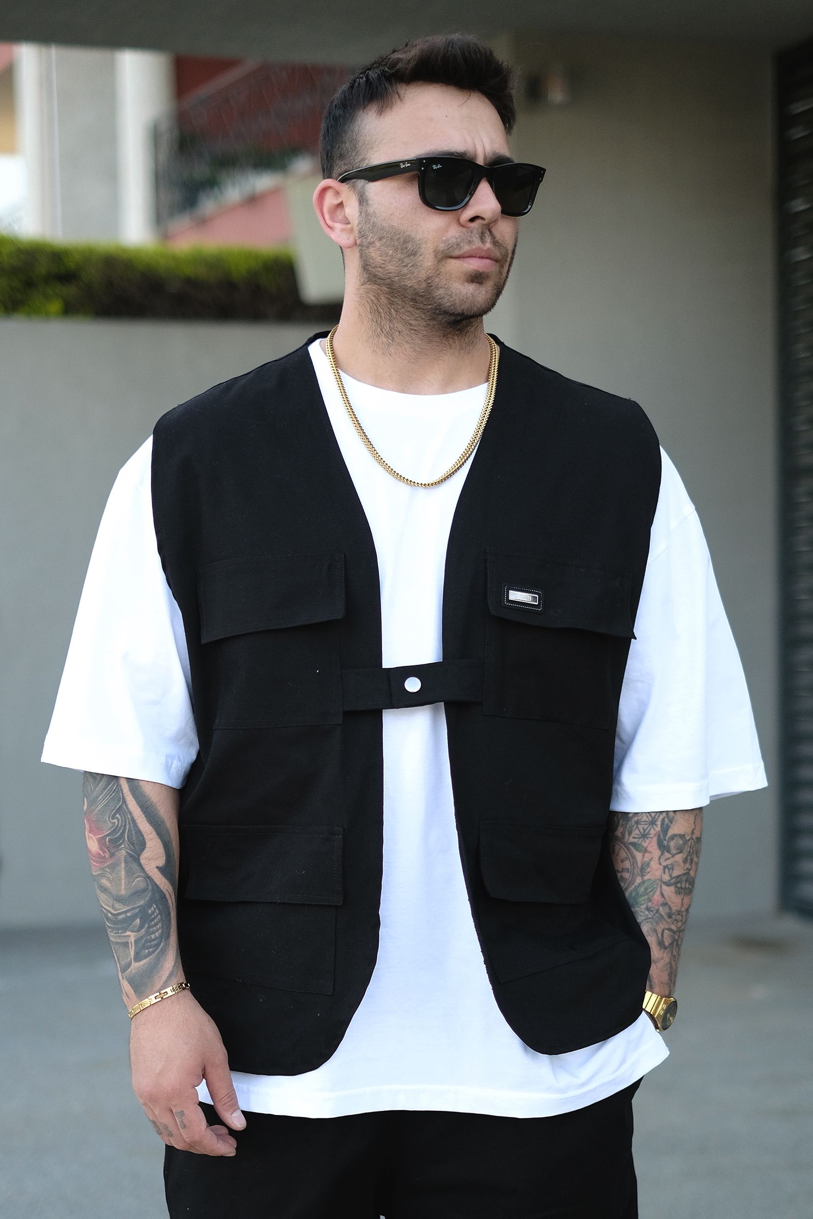 808 Oversize Tek Düğme Cepli Yelek