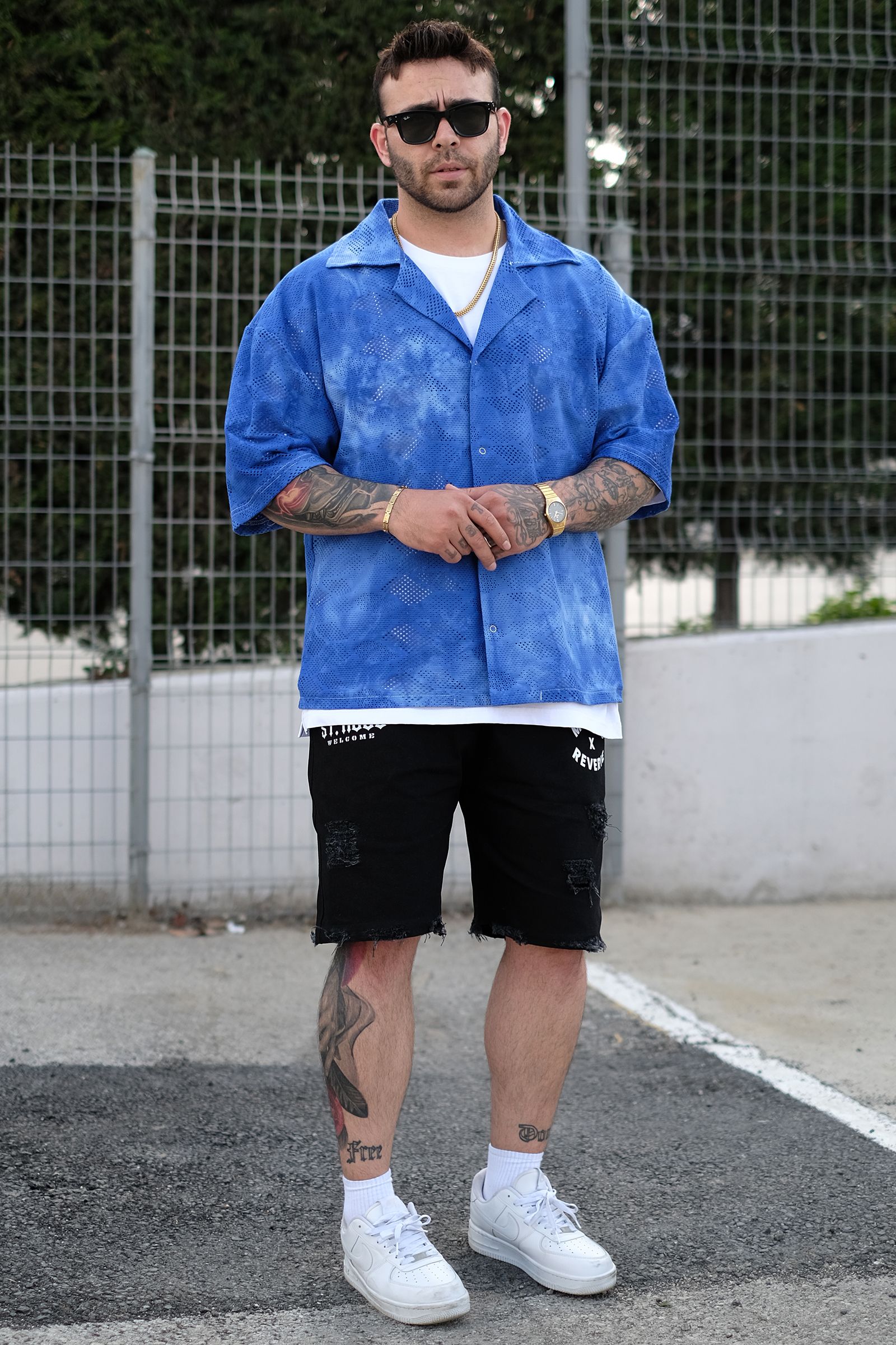 808 Oversize Fisto Batik Gömlek - Mavi