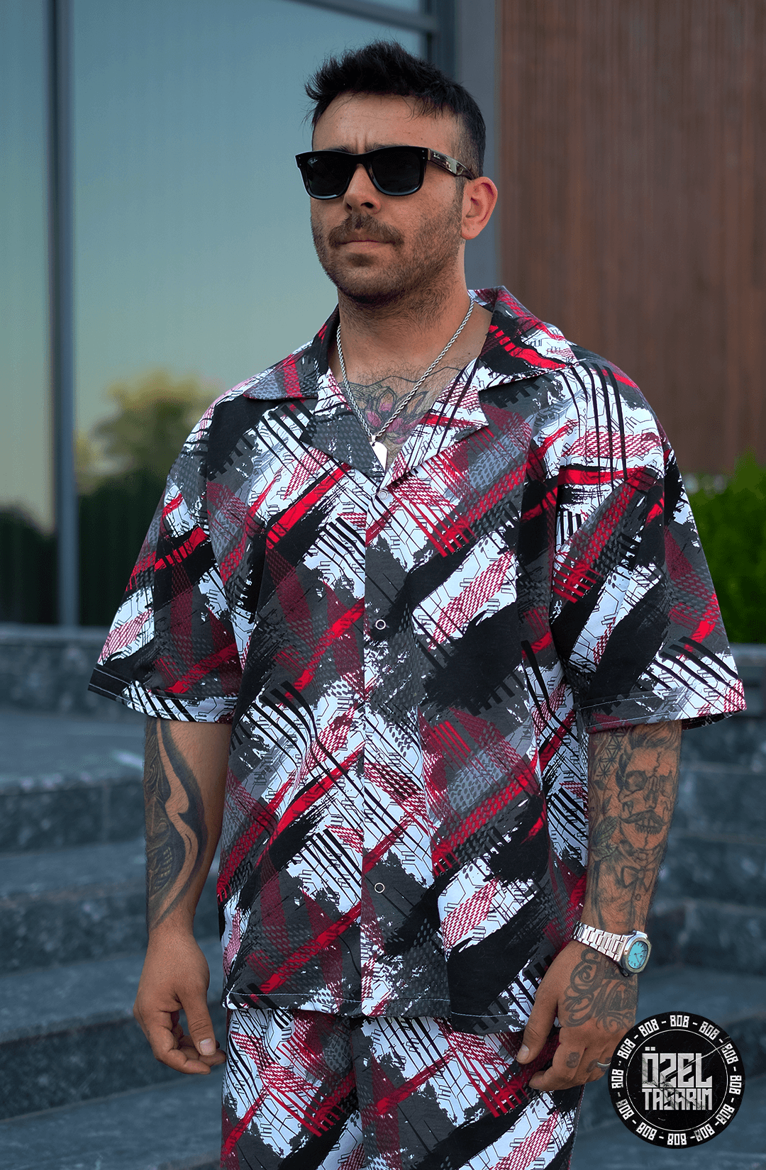 808 NextGen Desen V Yaka Tok Oversize Gömlek
