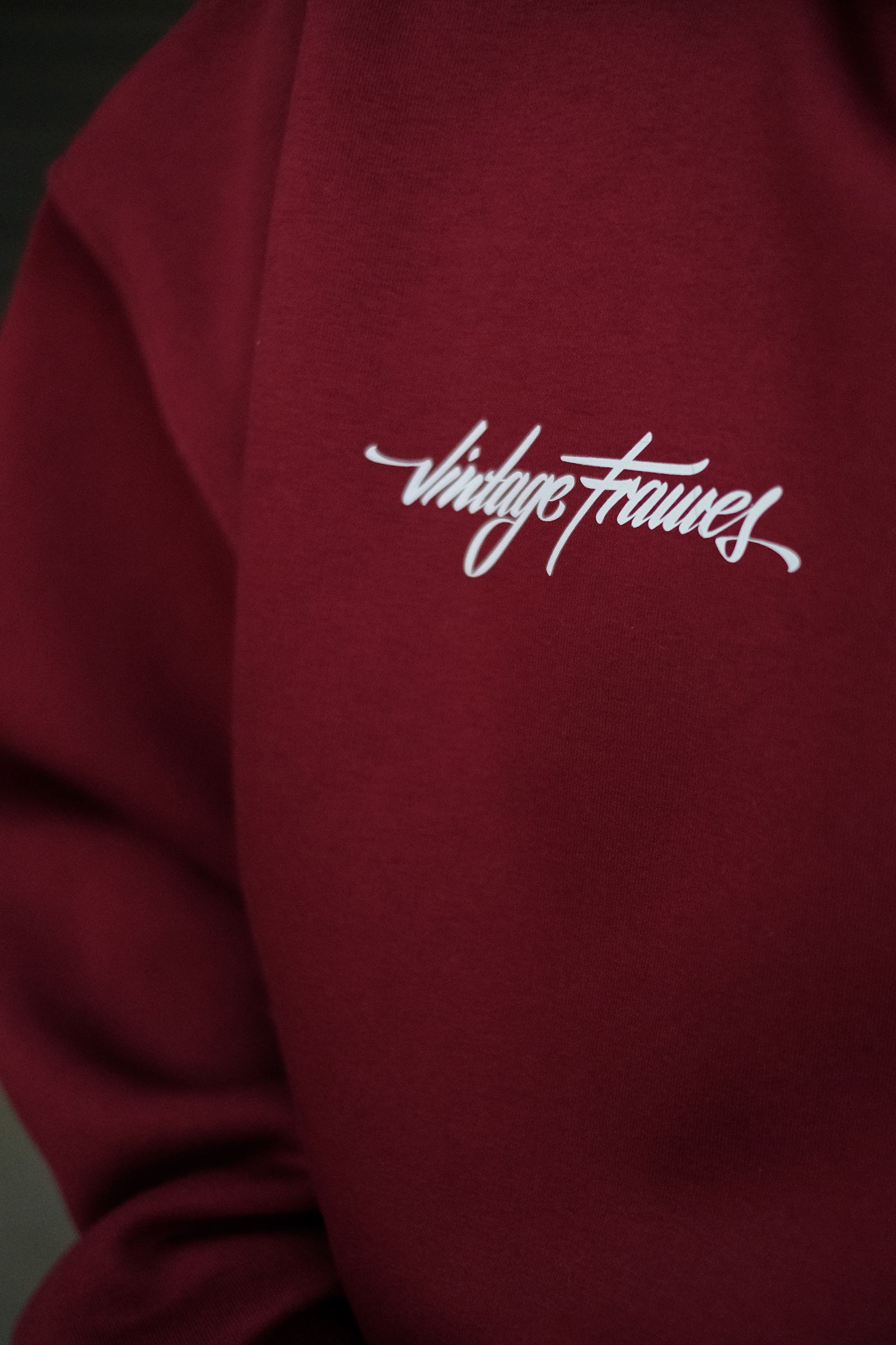 808 Vintage Frames Baskılı Özel Tasarım Oversize Hoodie - Bordo