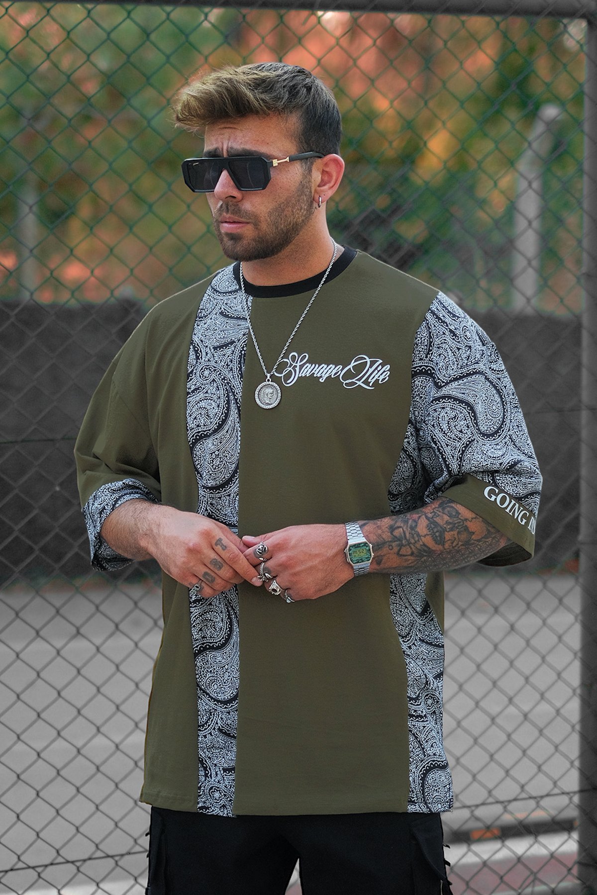 808 Kontrast Baskılı Oversize Tişört