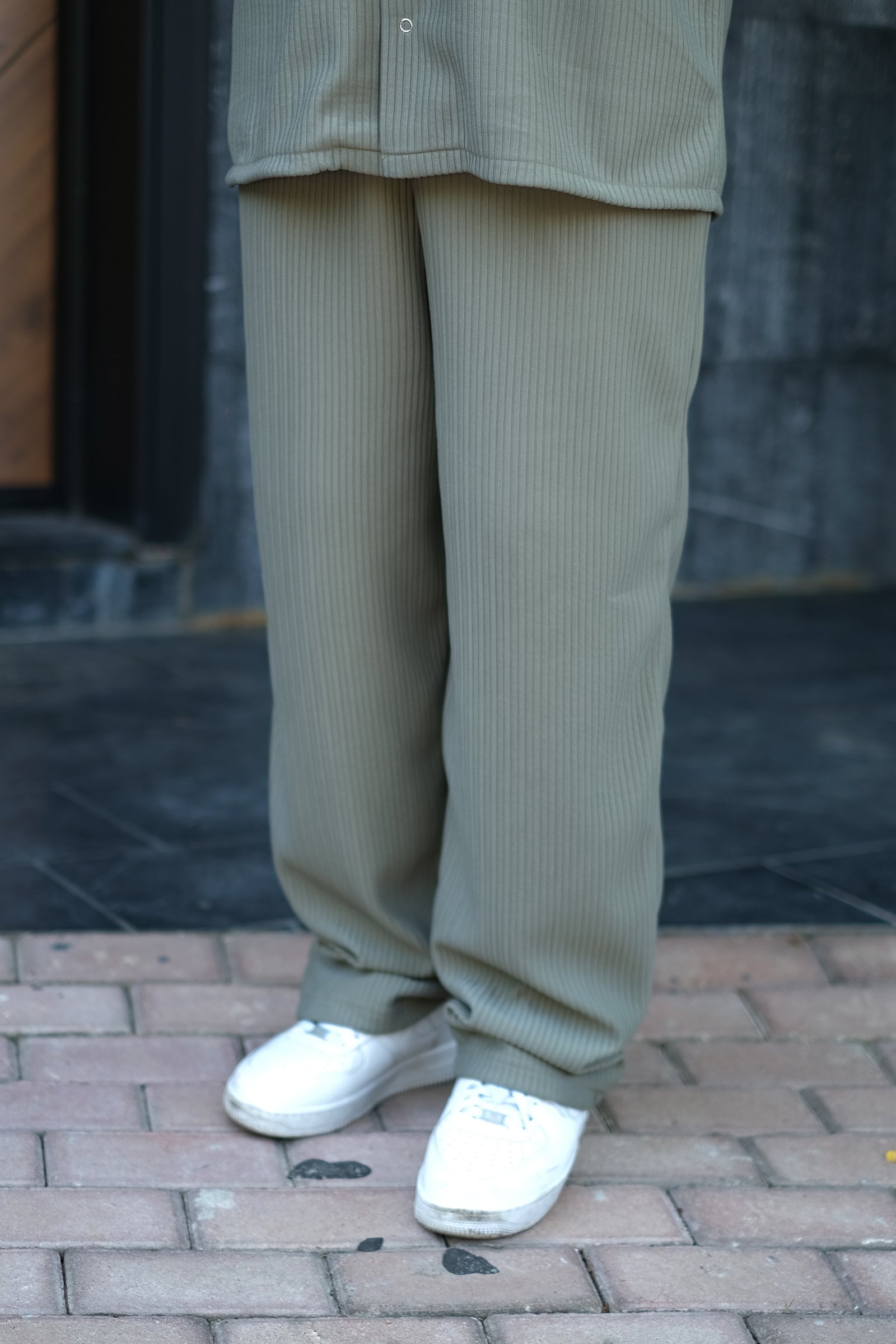808 Fitil Dokulu Baggy Tok Jogger - Açık Haki