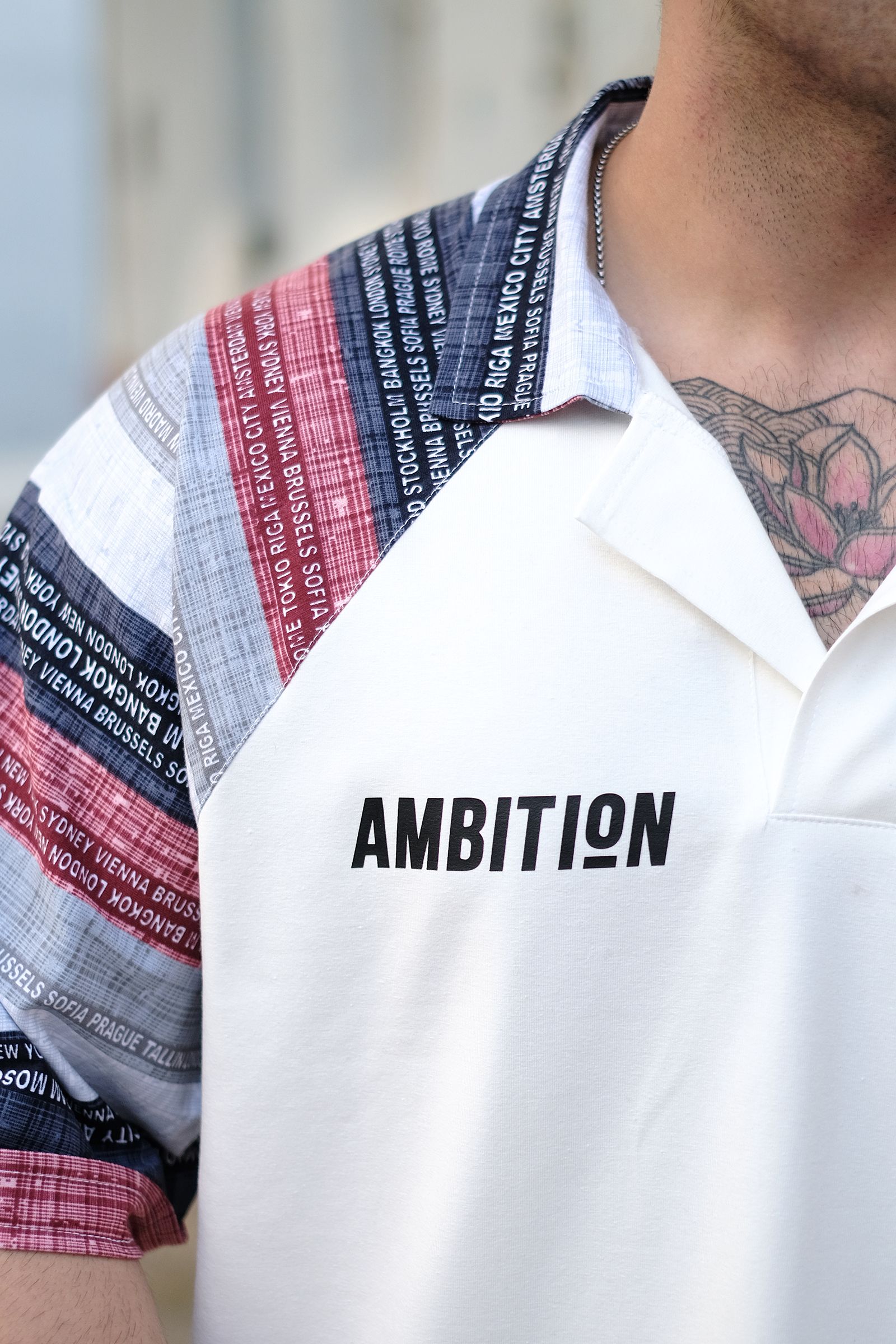 808 Ambition Raglan Kol Detay Yakalı Oversize Tişört