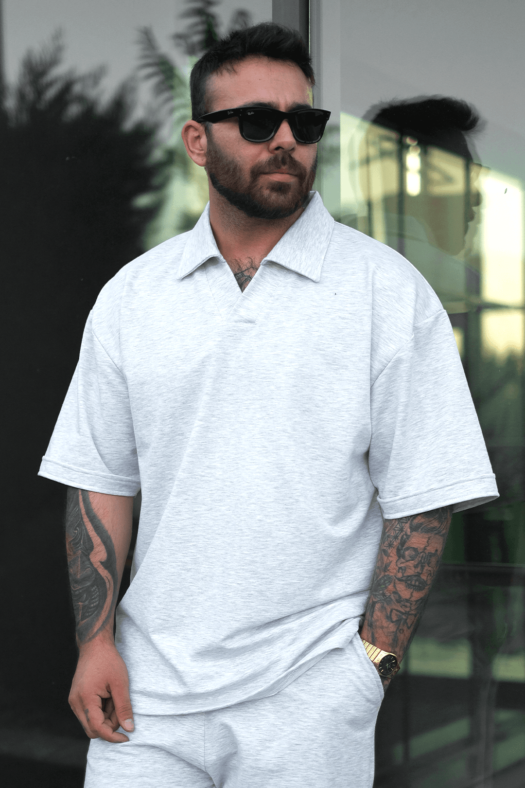 808 Basic Yakalı Oversize Tok Tişört