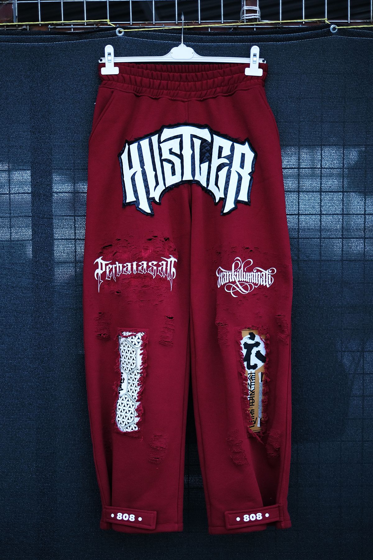 808 Hustler Yama ve Eskitme Detay Özel Tasarım Baggy Jogger