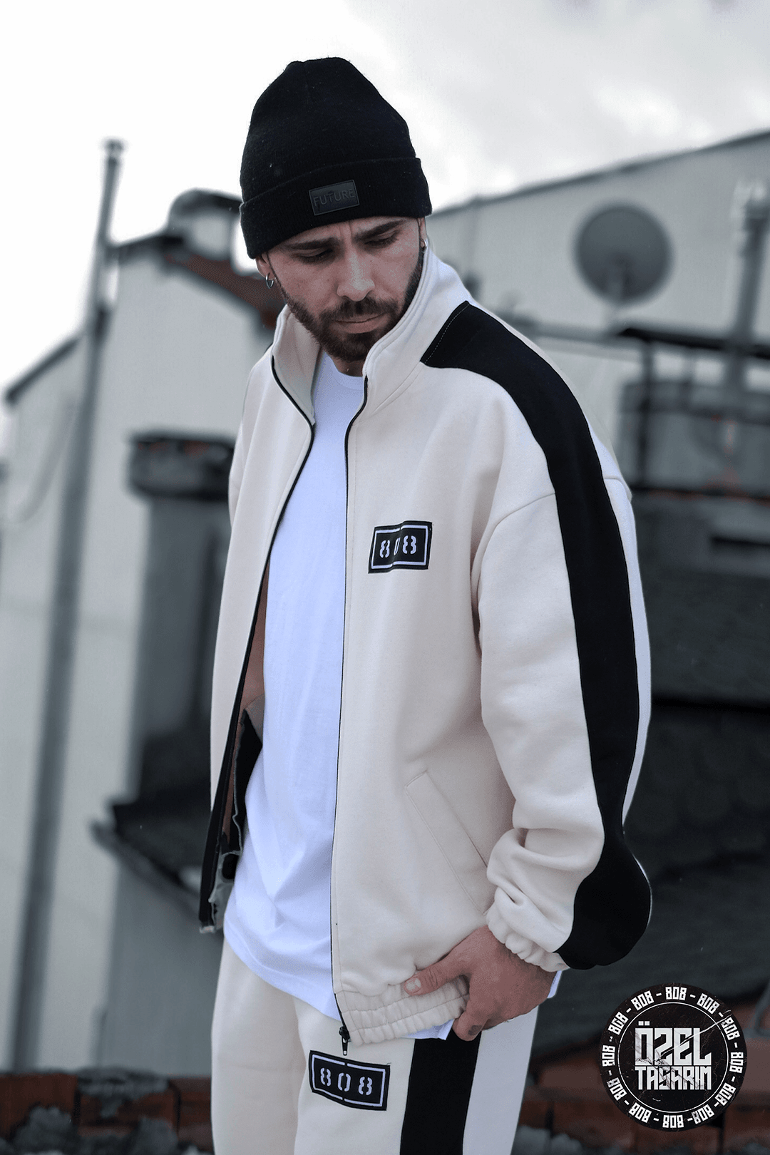 808 Şerit Kontrast Oversize Ceket