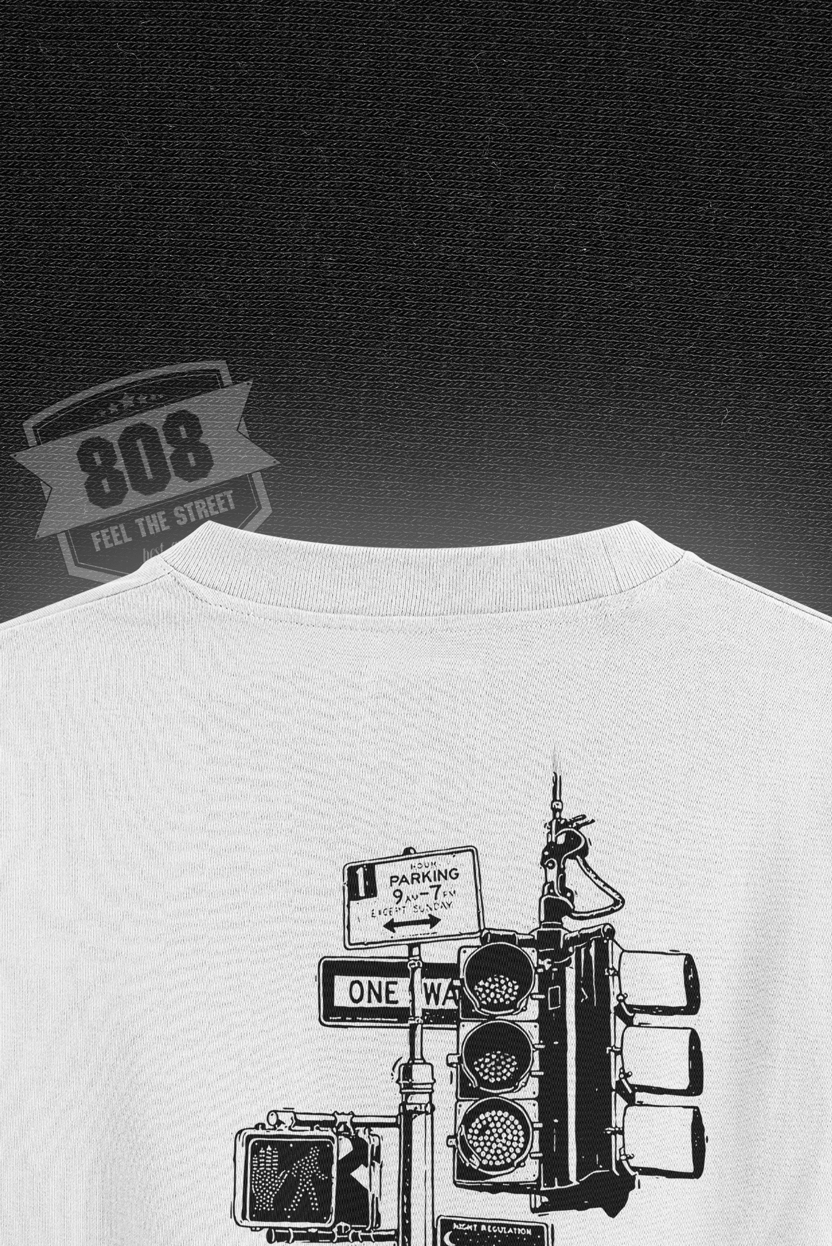 808 " Street Vibe " Baskılı Oversize Tişört - Beyaz