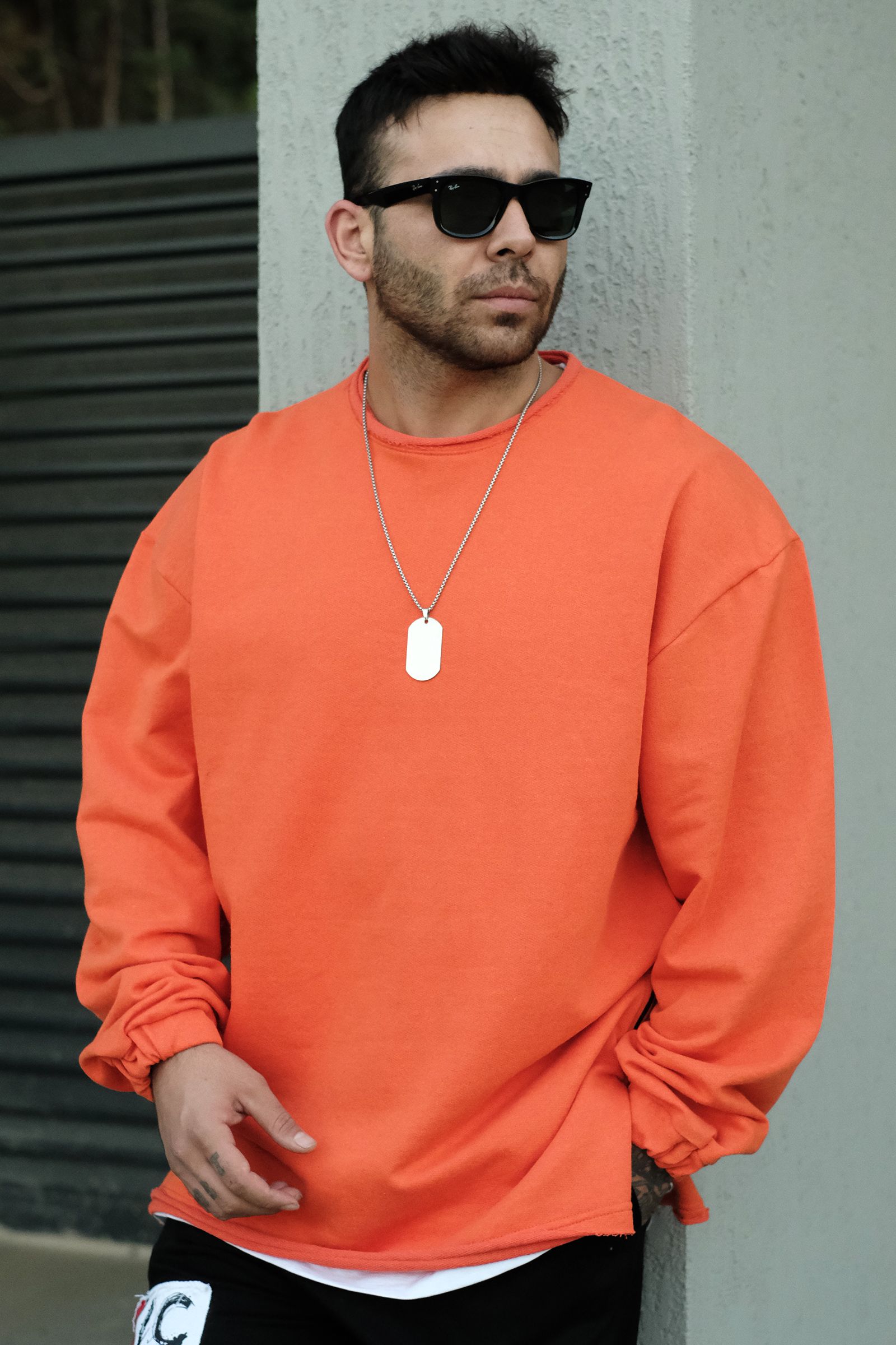 808 Basic Oversize Fermuar Yırtmaç Sweatshirt