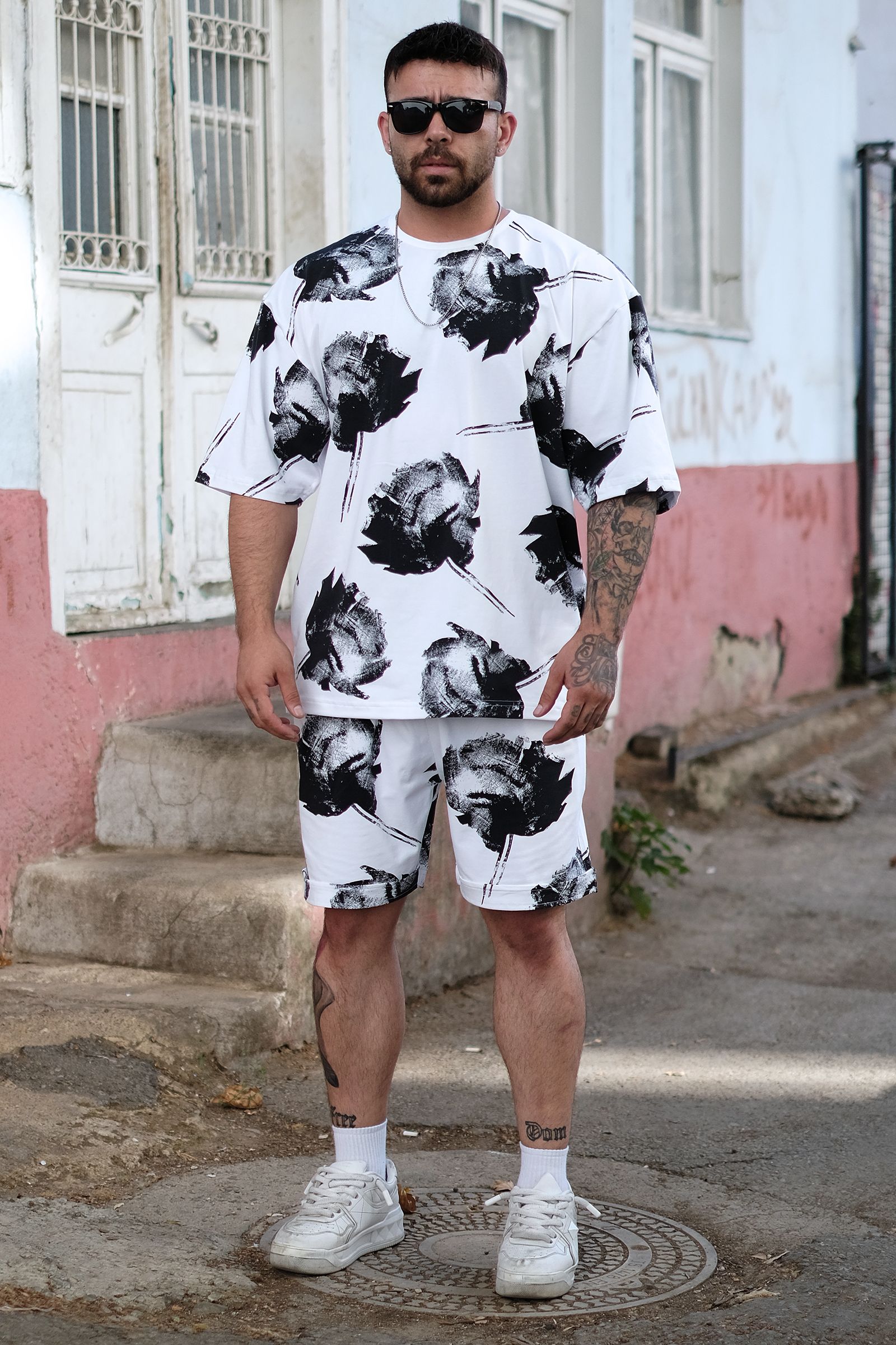 808 Fırça Efektli Oversize Tişört