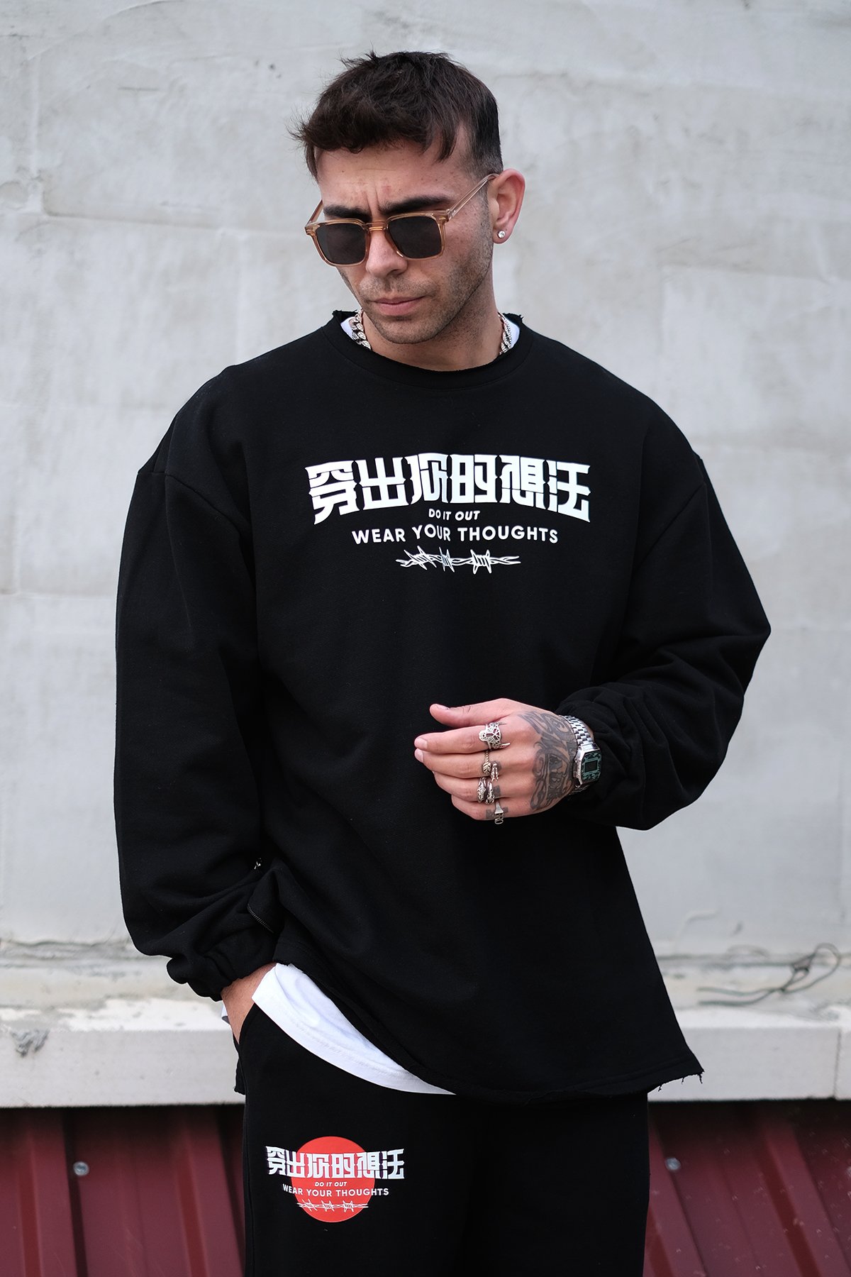 808 Wear Sırt Baskılı Oversize Sweatshirt  - Siyah