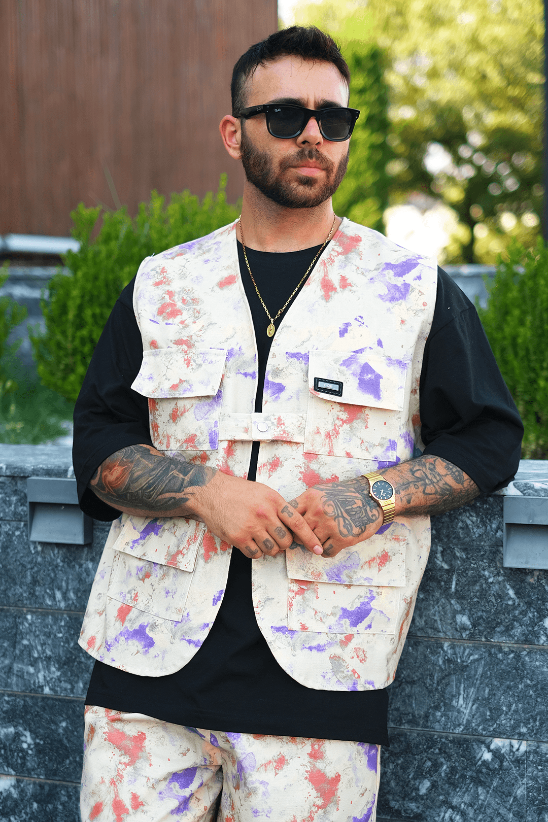 808 Art Chaos Desen Oversize Takım ( Yelek + Şort )