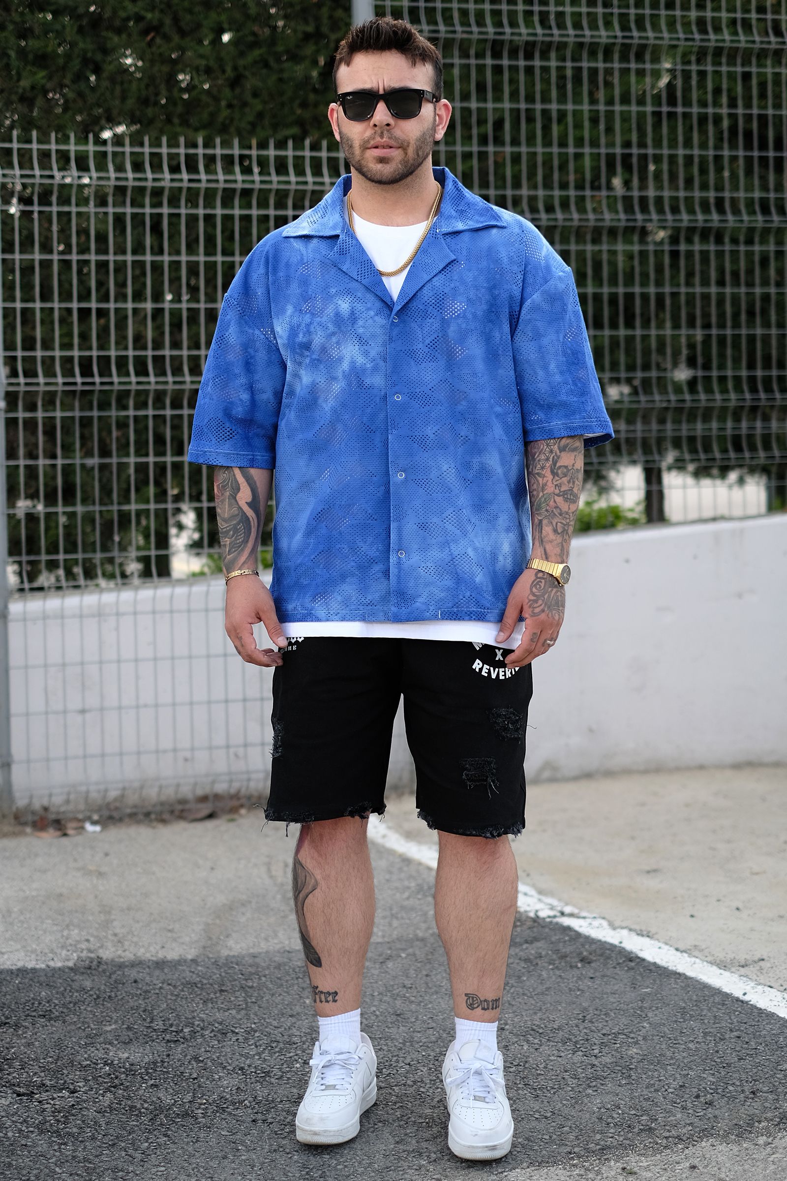 808 Oversize Fisto Batik Gömlek - Mavi