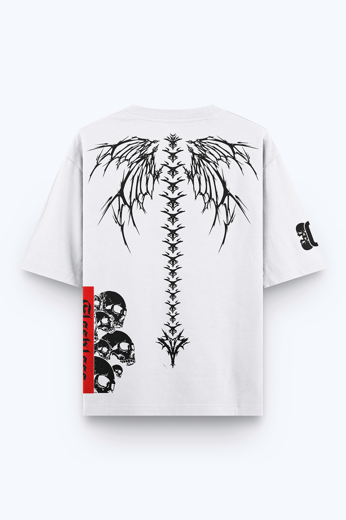808 Fleshless Skull Baskılı Oversize Tişört