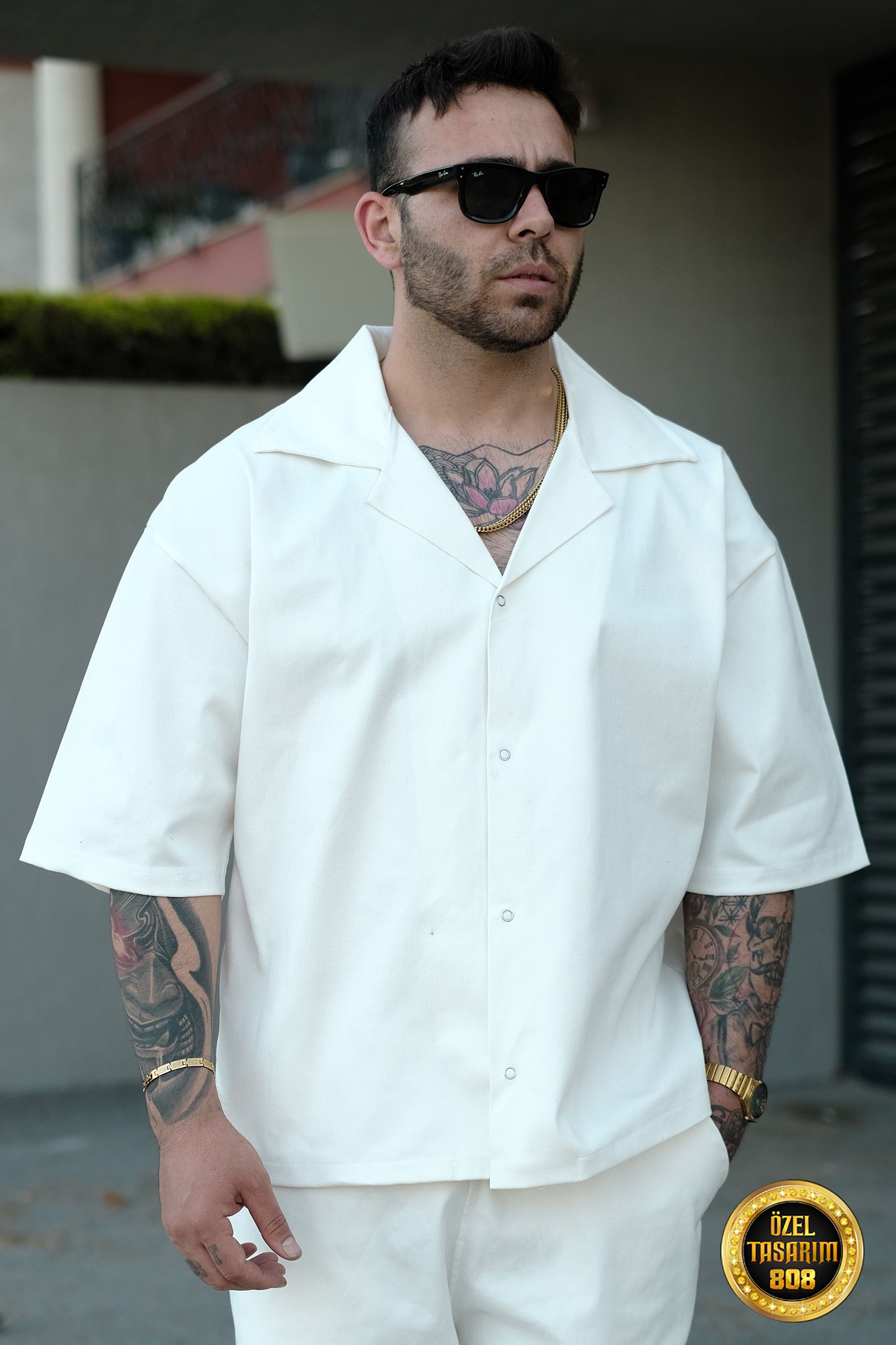 808 Oversize Basic Gömlek - Ekru