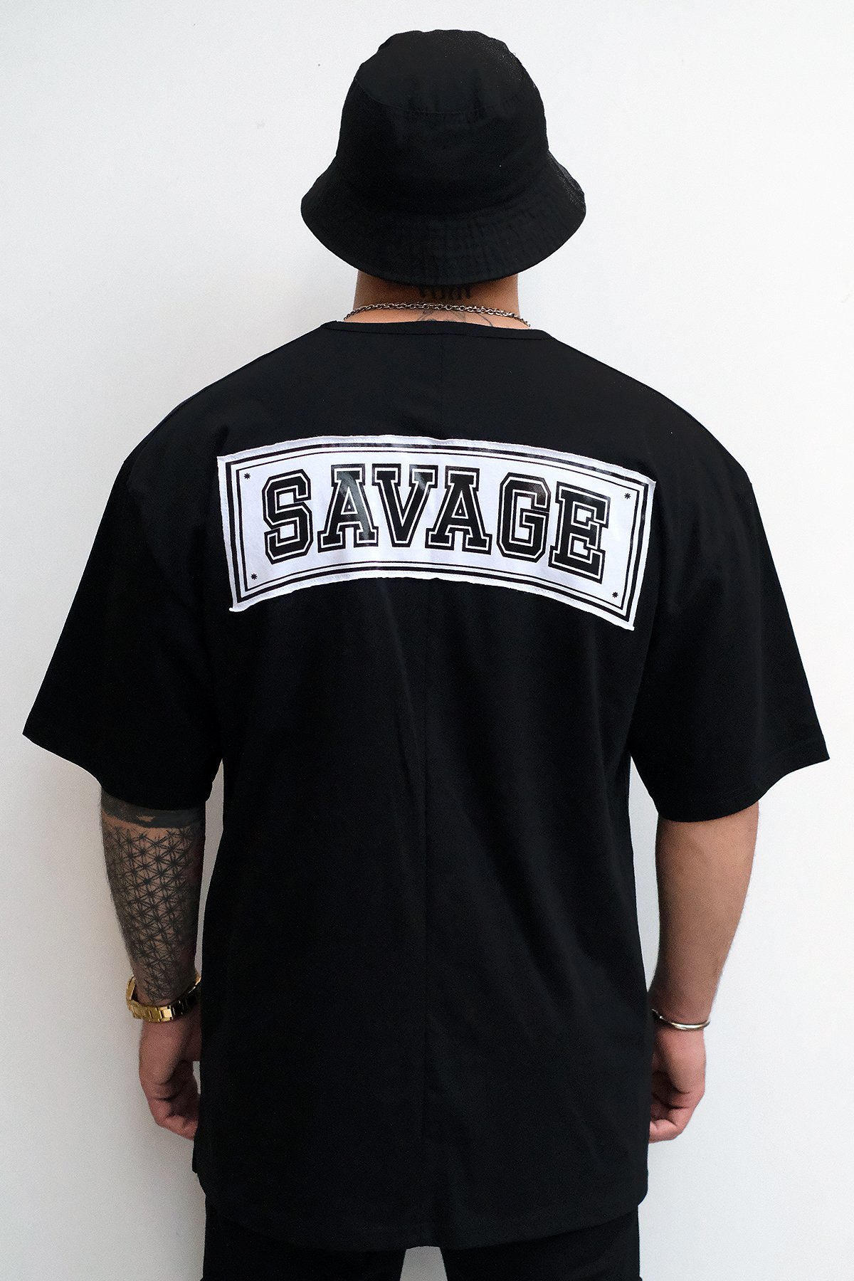 808 '' Savage x Ski Mask '' Baskılı Oversize Tişört