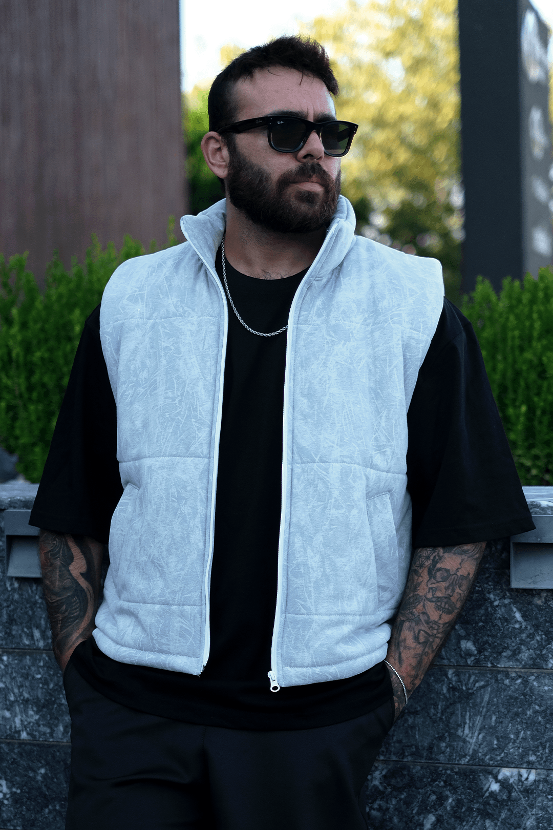 808 Frost Desen Dolgulu Dik Yaka Yelek
