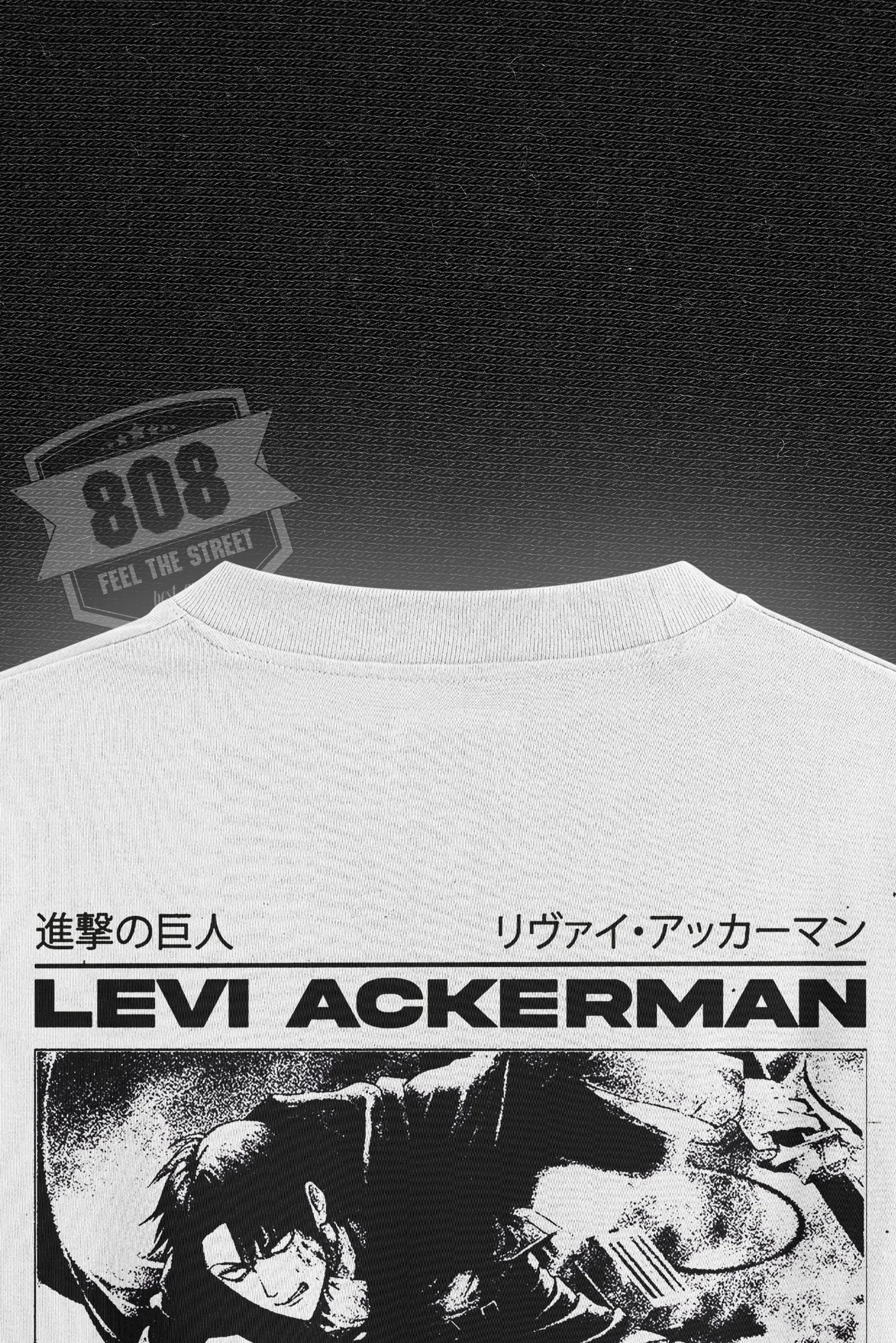 808 " Levi Ackerman " Baskılı Oversize Tişört