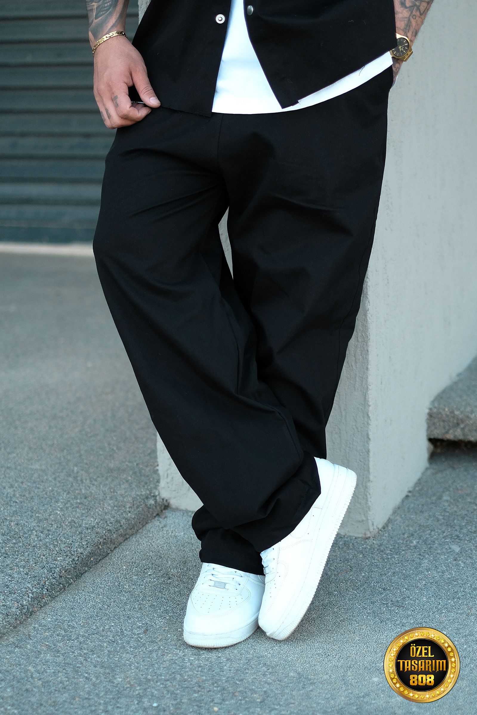 808 Oversize Baggy Basic Pantolon - Siyah