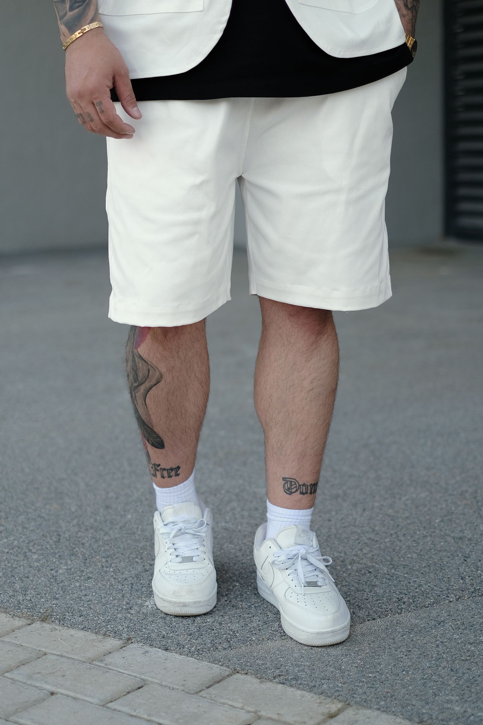 808 Oversize Basic Şort - Ekru