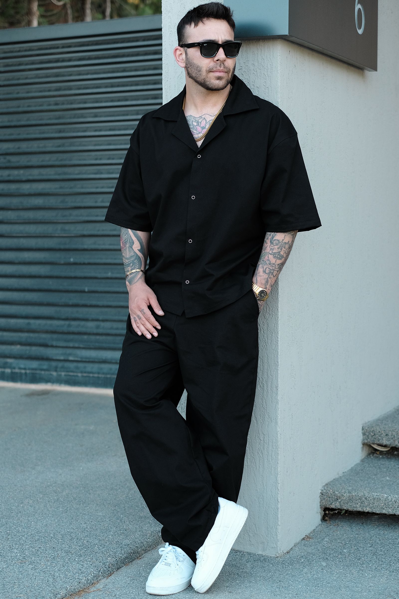808 Oversize Basic Tok Takım (Gömlek + Jogger)