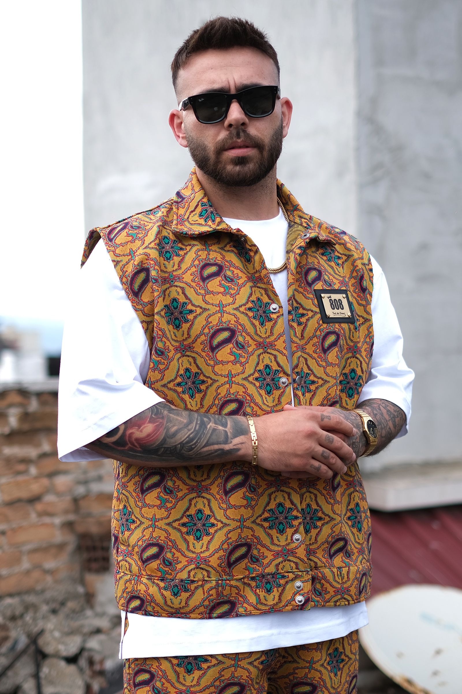 808 Tribal Desen Dokulu Yelek