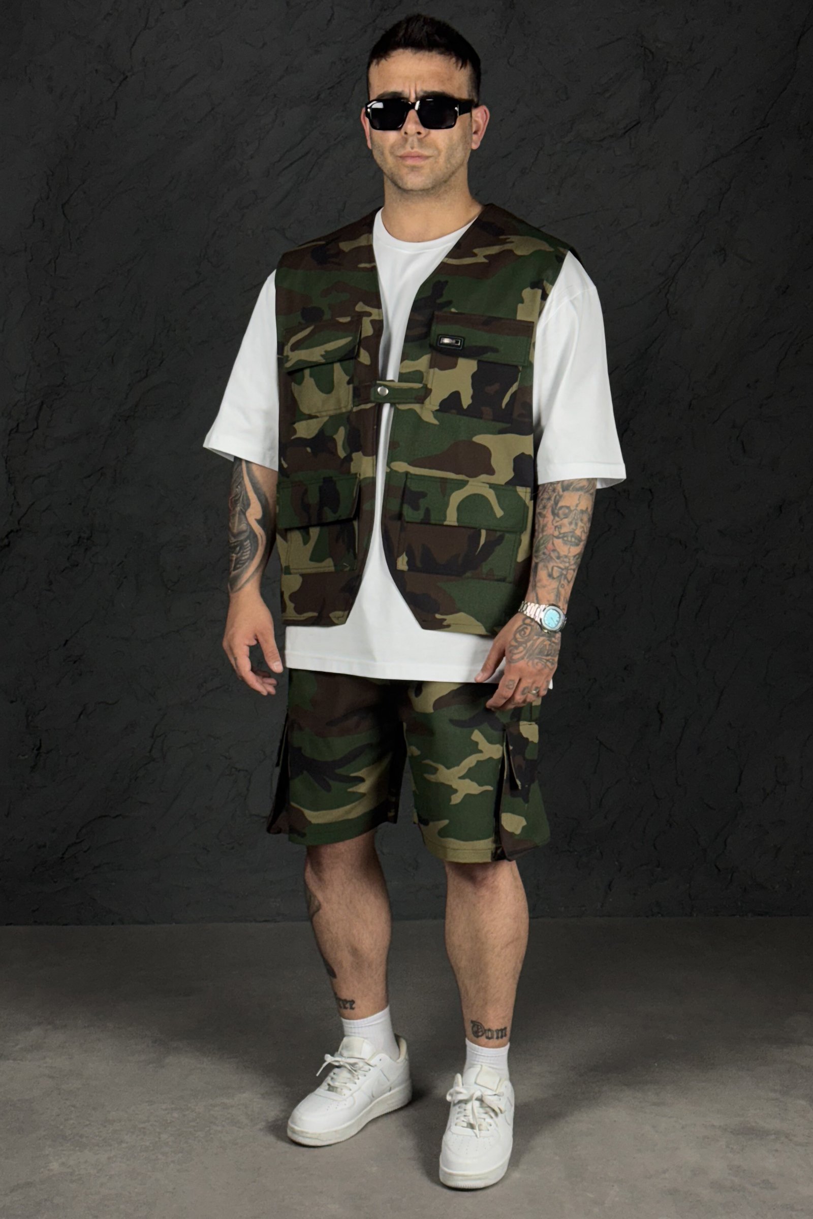 808 Koyu Kamuflaj Desen Oversize Yelek